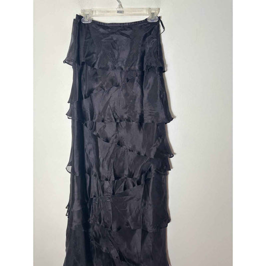 Veronique Young for W Black Tiered Ruffle Skirt Sz 6