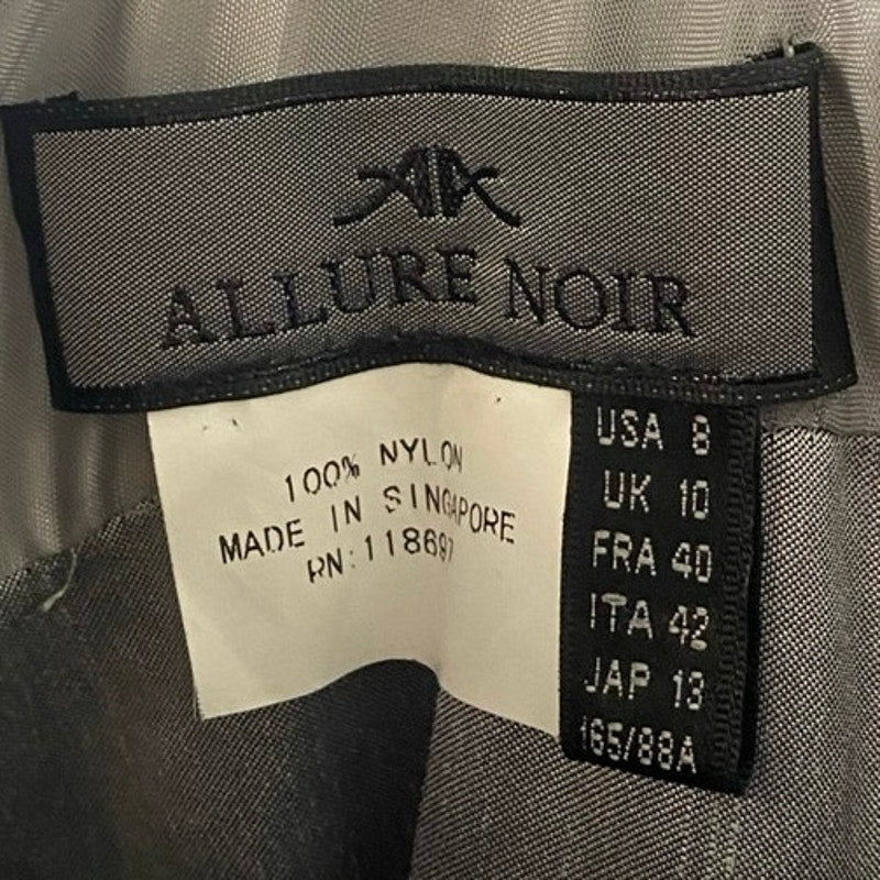 Allure Noir Black Gray Lace Sleeveless Knee Length Cocktail Dress Sz 8