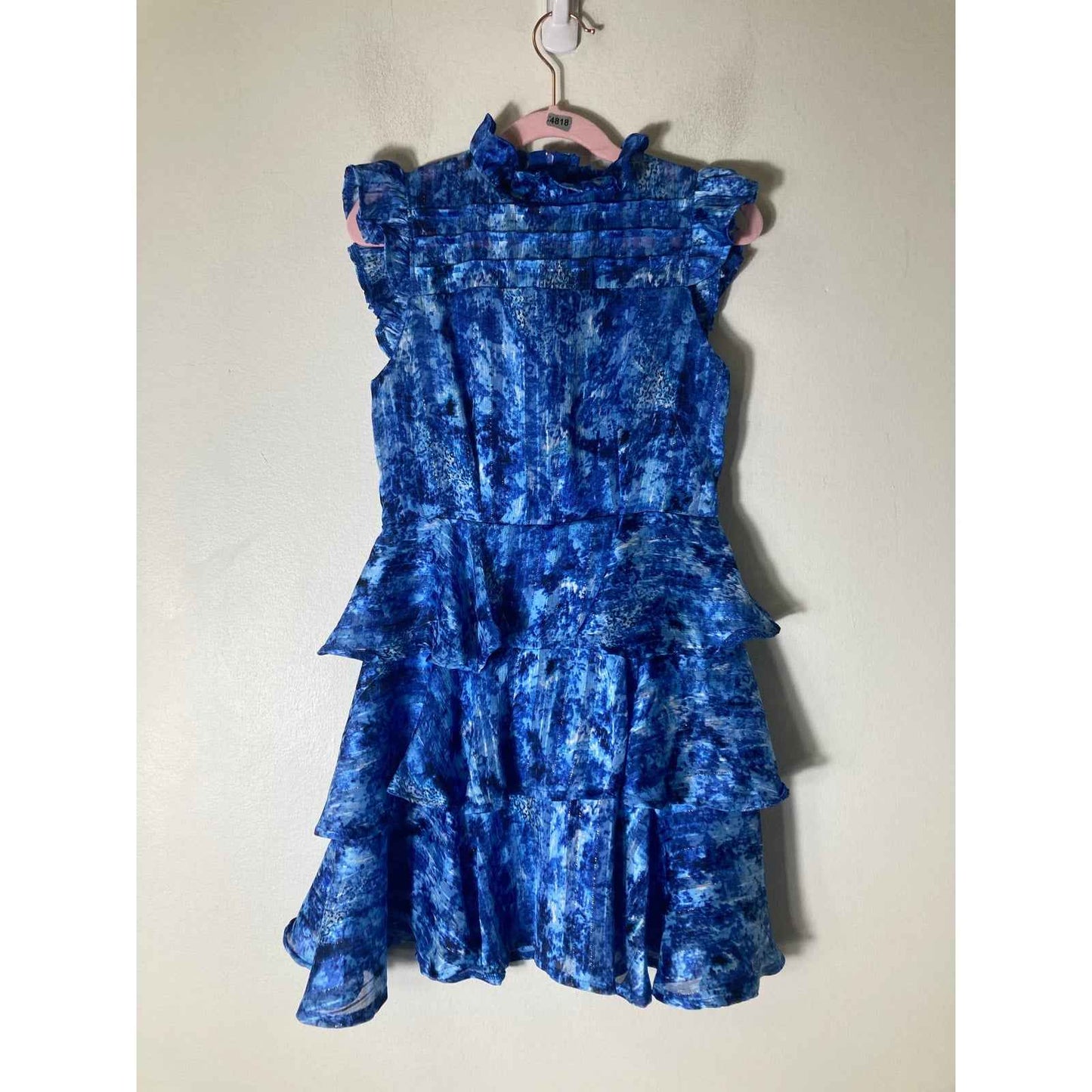 NWT Girls Miss Behave Blue Watercolor Dress Sz 10