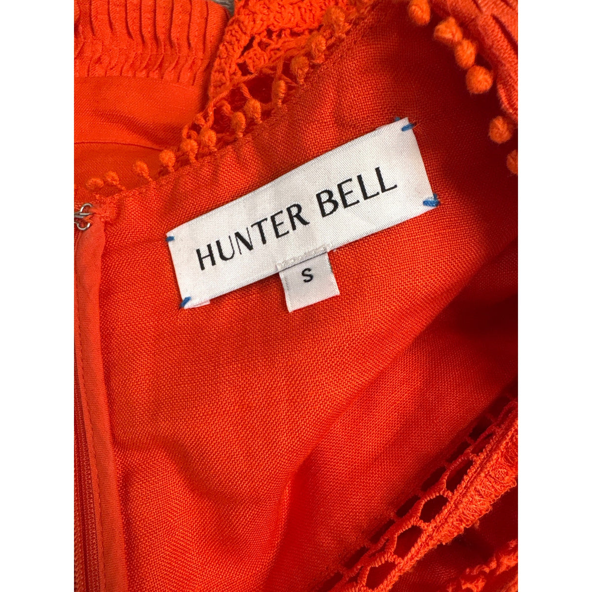 Hunter Bell Orange Linen Mixed Media Top Sz S