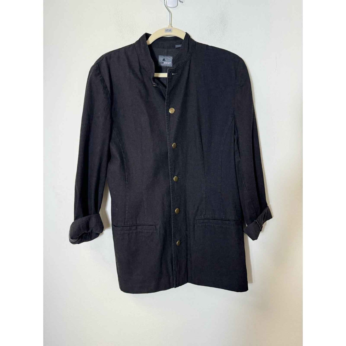 Liz Wear Black Long Sleeve Button Up Jacket Sz 6