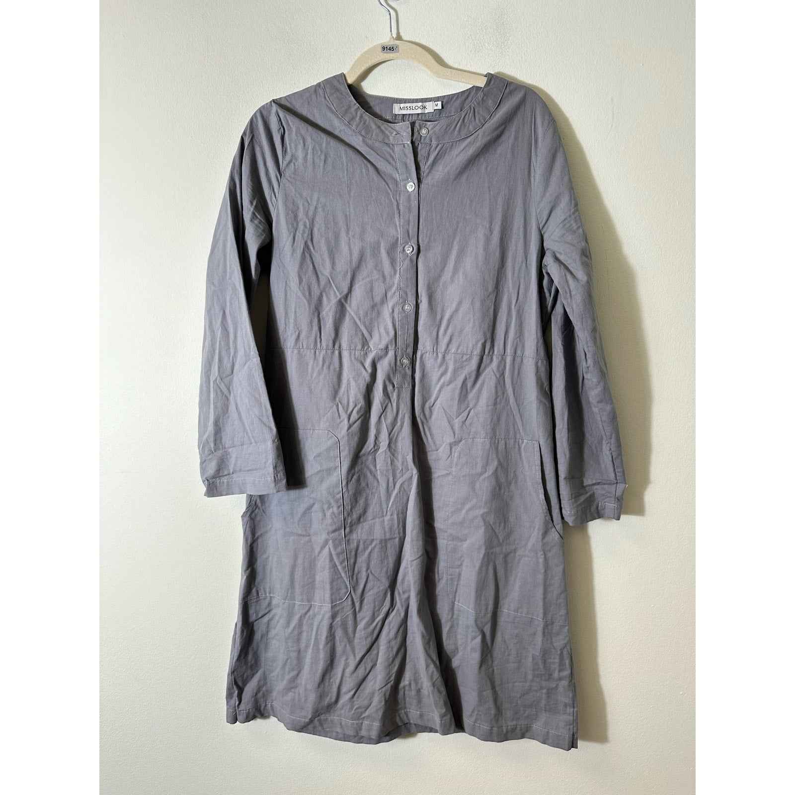 Misslook Gray Long Sleeve Knee Length Dress SZ ==\M