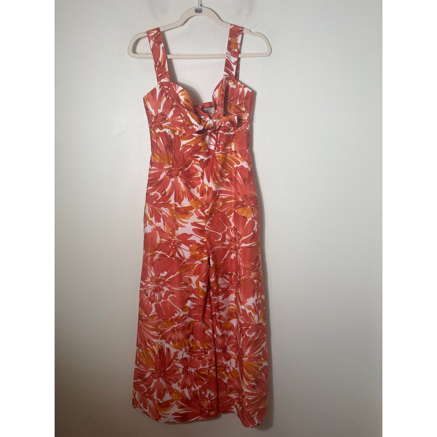 Alexis Pinkish Orange Floral Sleeveless Wide Leg Jumpsuit Sz S