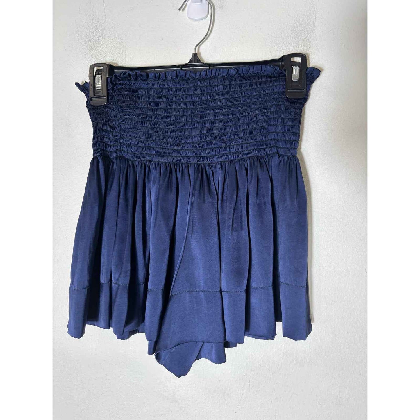Koch Navy Silky Smocked Waist Shorts Sz S