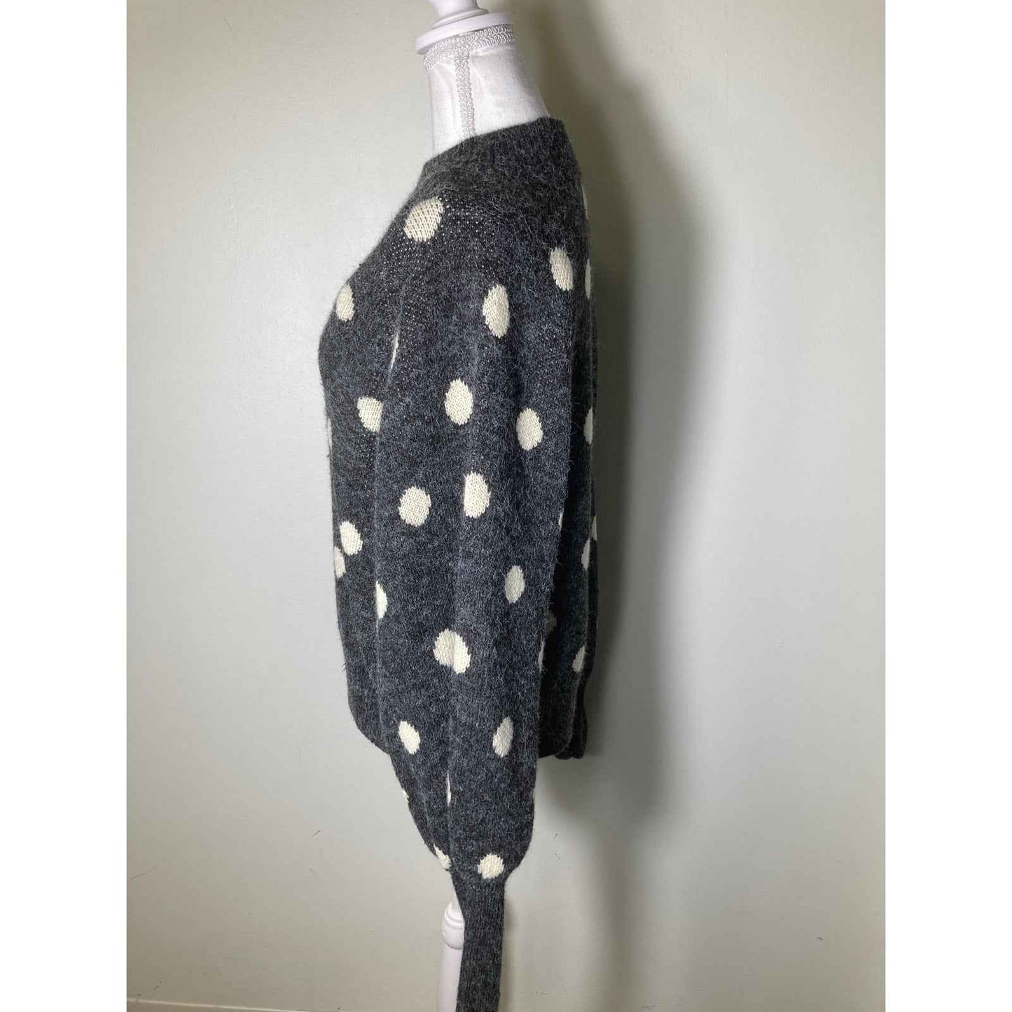 BlankNYC Gray and Off White Polka Dot Long Sleeve Sz L