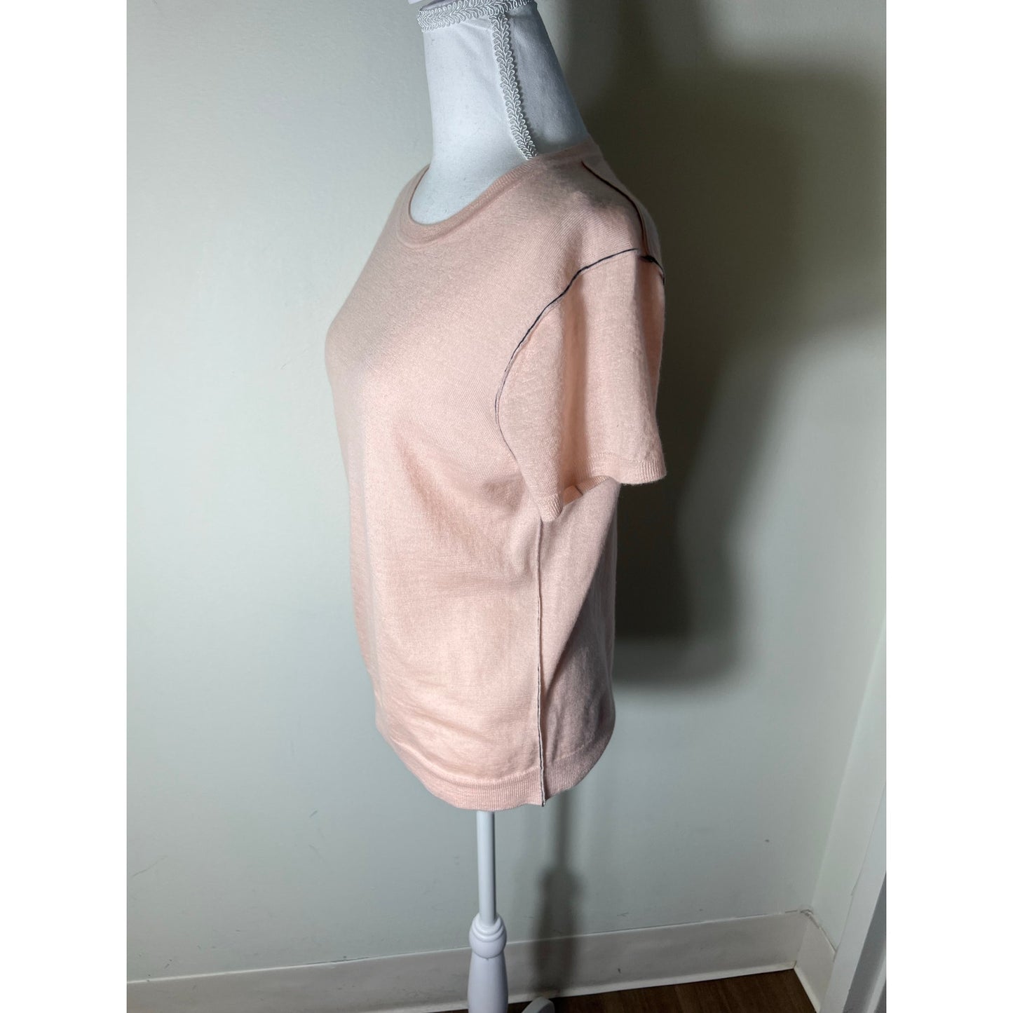 Paychi Guh Pink Cashmere Short Sleeve Knit Shirts Sz M