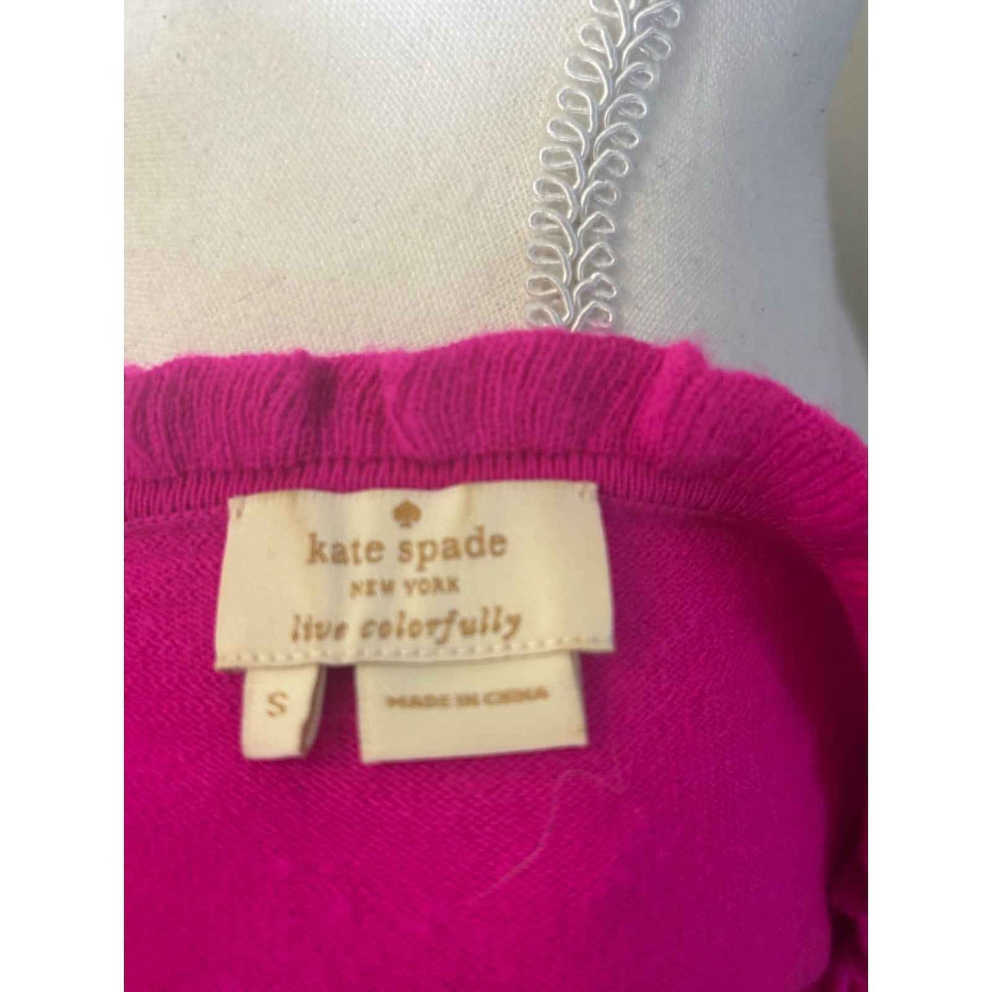 Kate Spade 100% Wool Hot Pink Ruffle Sweater Sz S