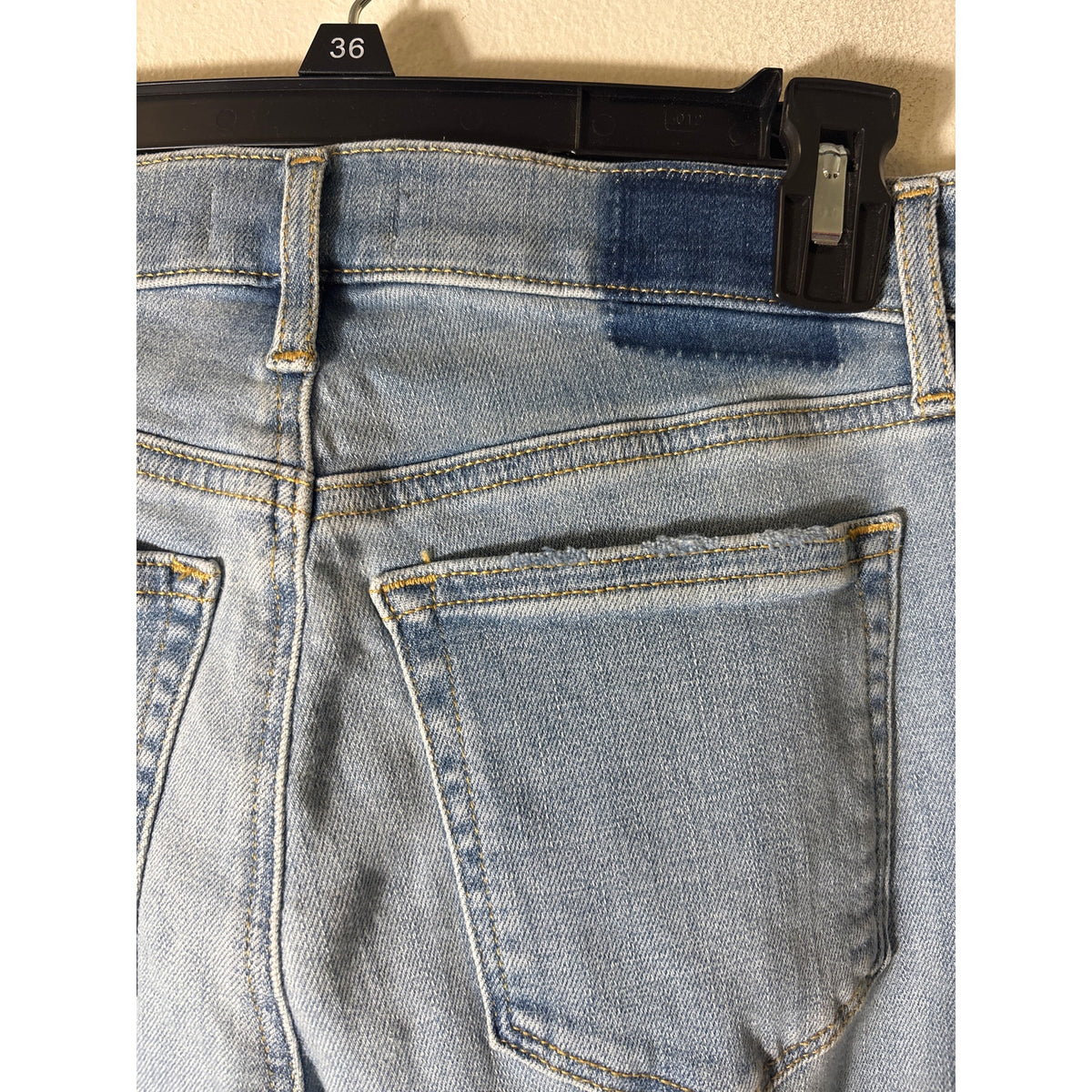 Ann Taylor Loft Light Wash Patchwork The Kick Crop Blue Jeans Sz 4