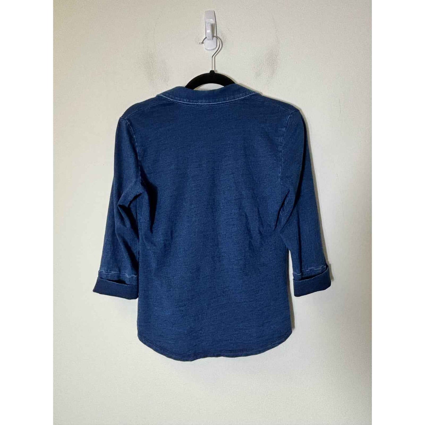 J. McLaughlin Navy Blue Long Sleeve Fitted Button Up Shirt Sz XS