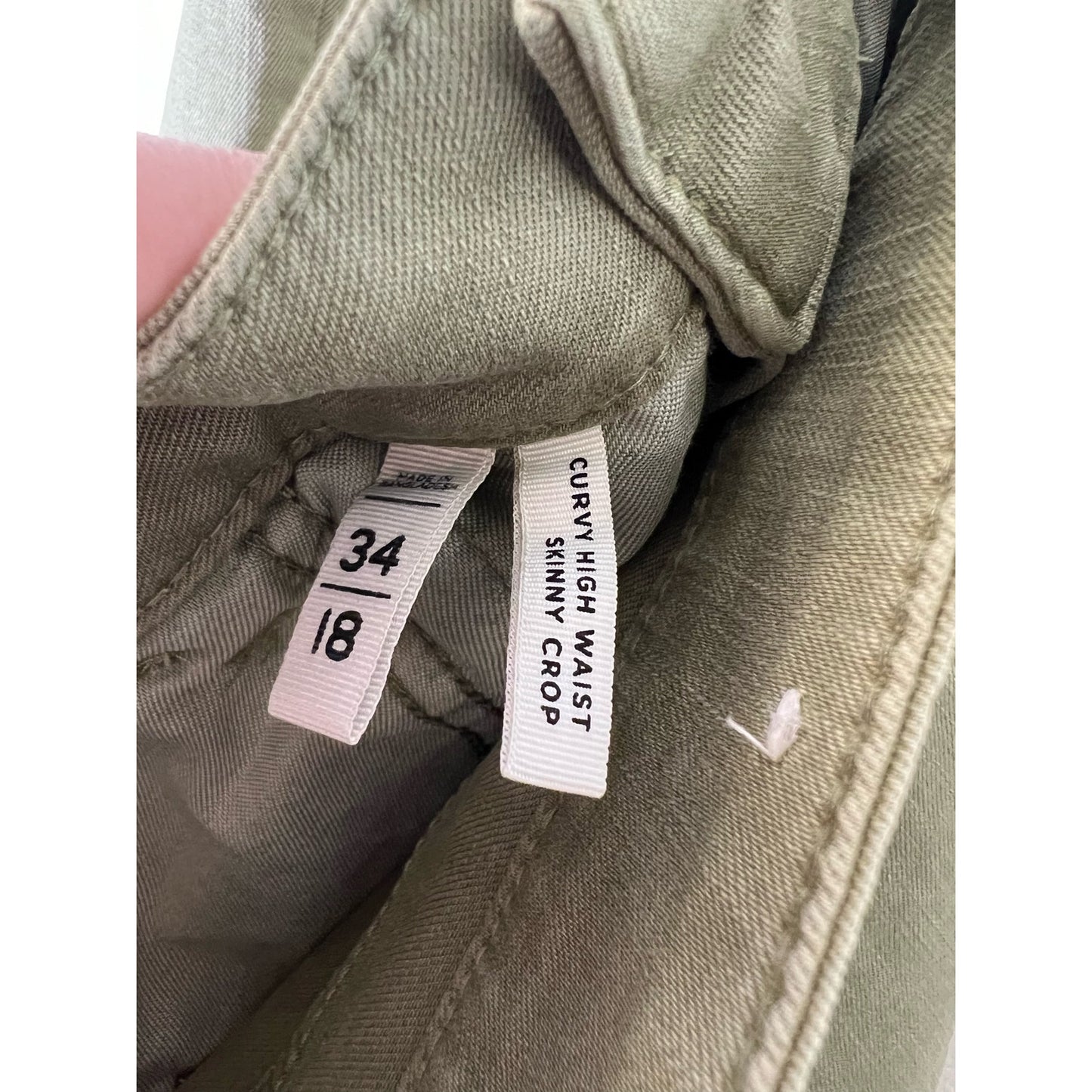 AnnTaylor Loft Army Green Curvy High Waist Skinny Crop Jeans Sz 34/18