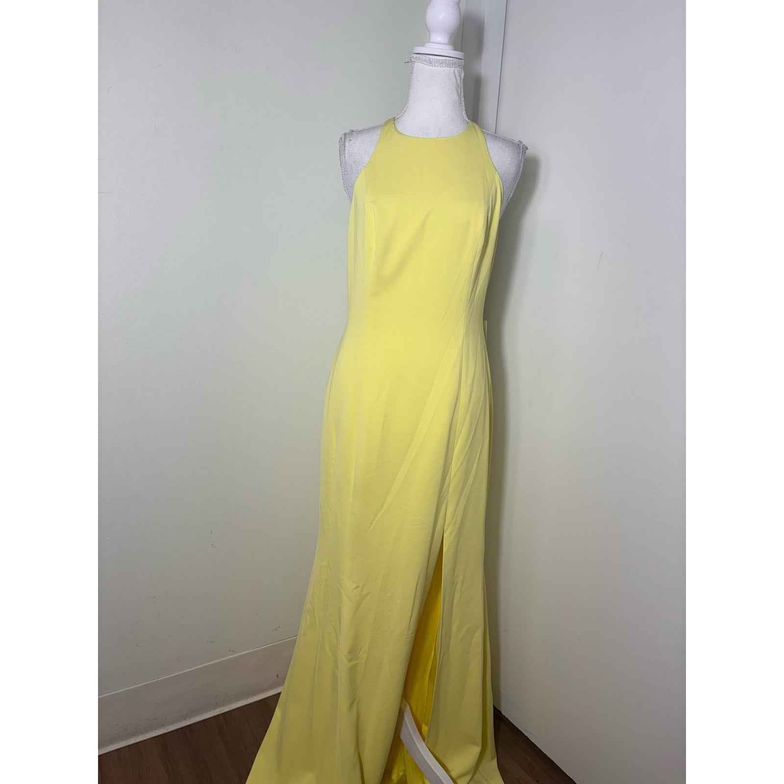 NWT Jay Godfrey Yellow High Neck Evening Gown sz 6