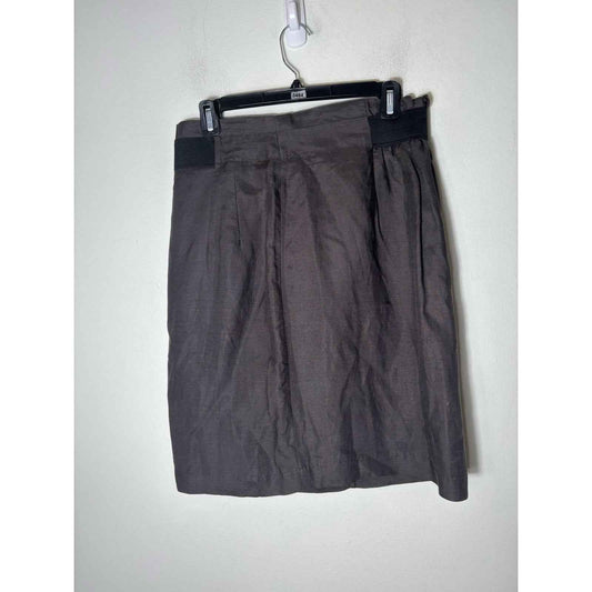 Au Lieu Cinched Waist Grey Linen Skirt Sz 8