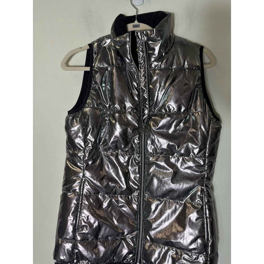 Xersion Metallic Silver Packable Puffy Vest Sz S