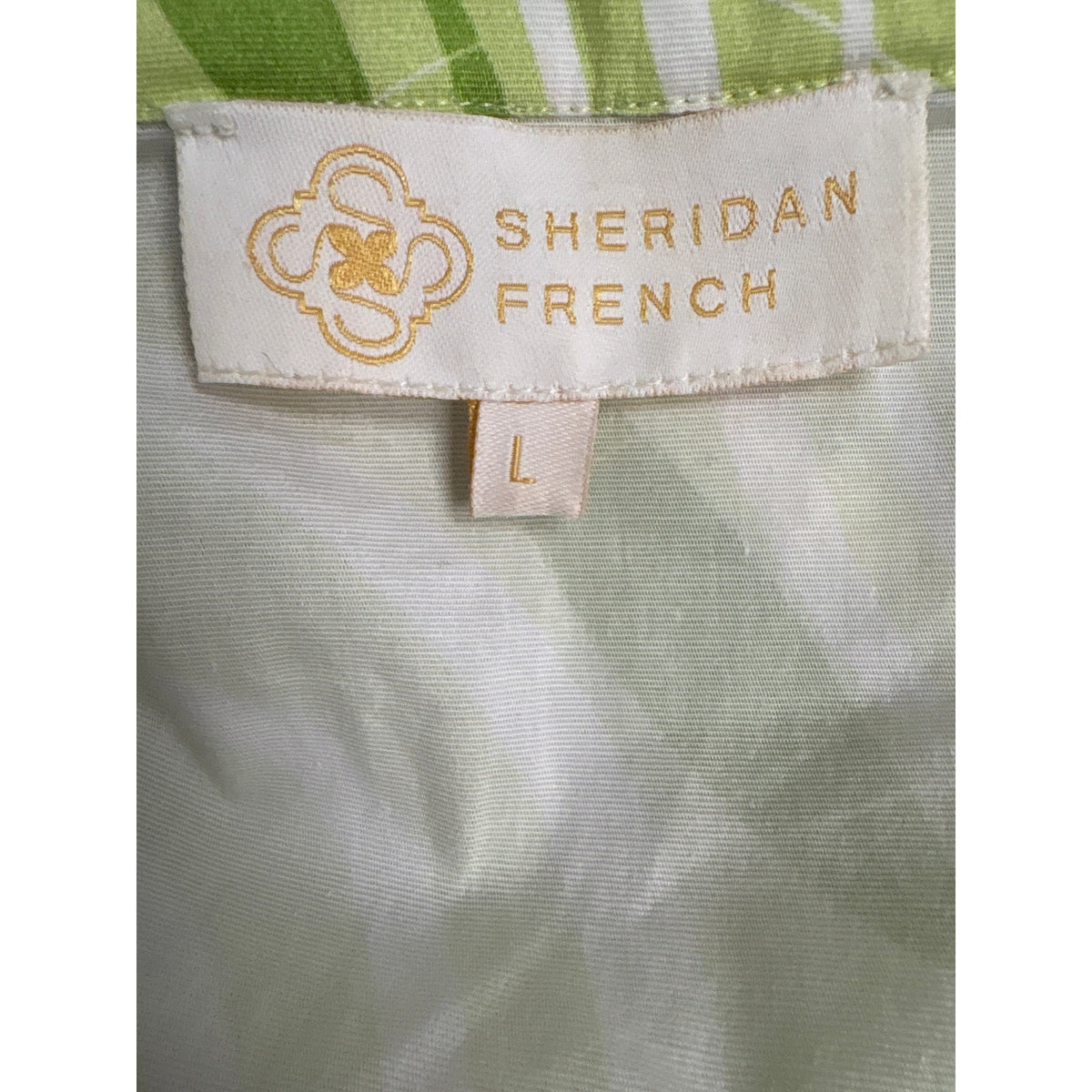 Sheridan French Lime Green White Flutter Sleeve Maxi Dress Sz L