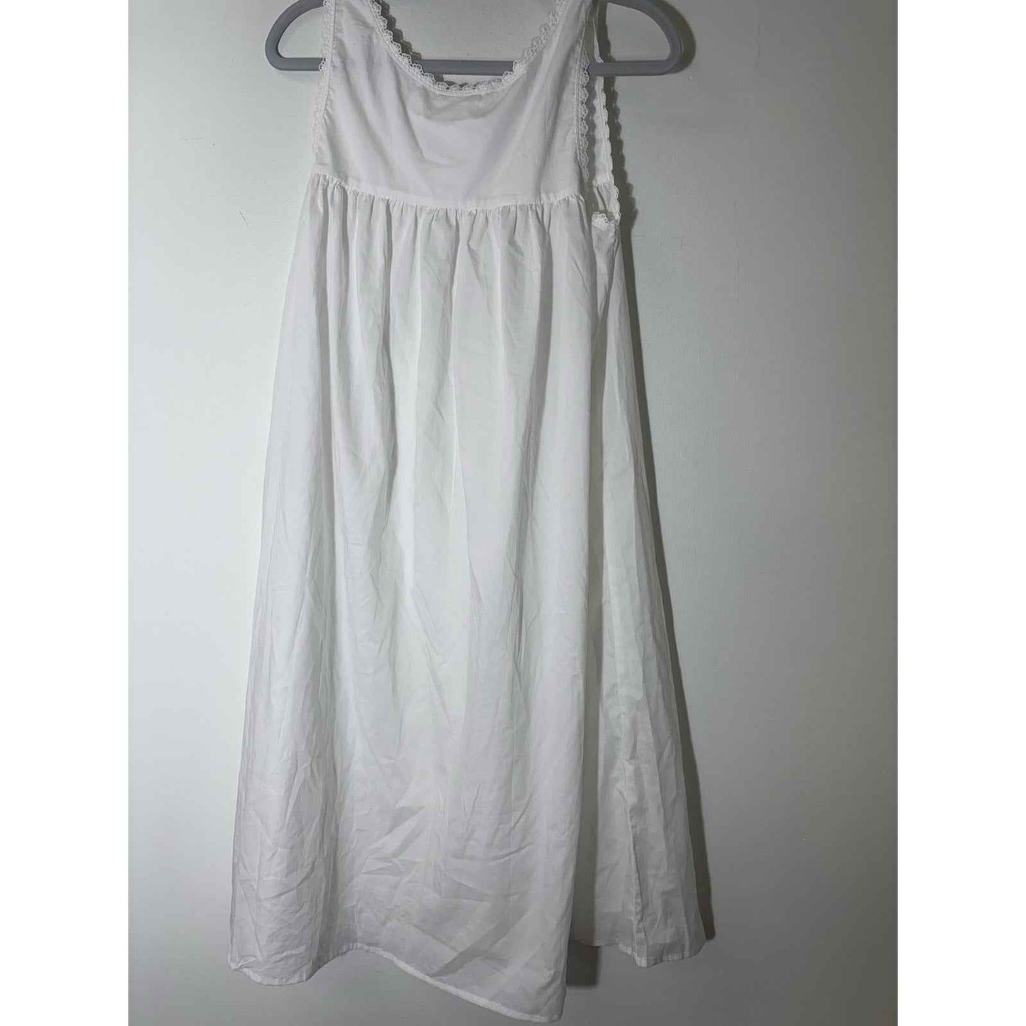 Lenora by Dina Yang White Blue Hearts Cotton Nightgown Sz S