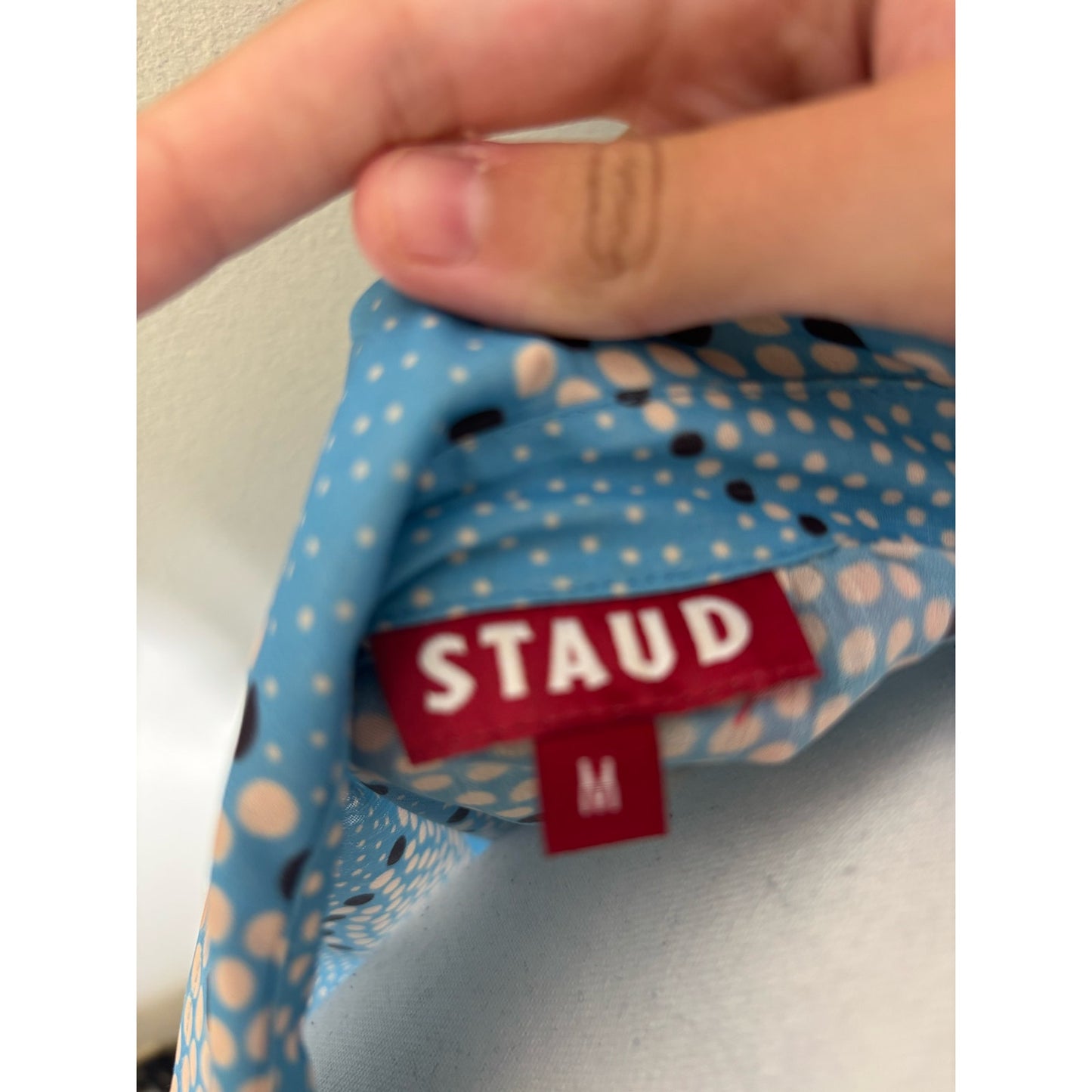 Staud Blue Polka Dot Flowy Blouse Sz M