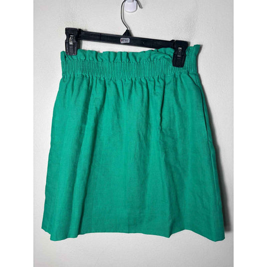 NWOT J. Crew Kelley Green Linen Mini Skirt Sz 2
