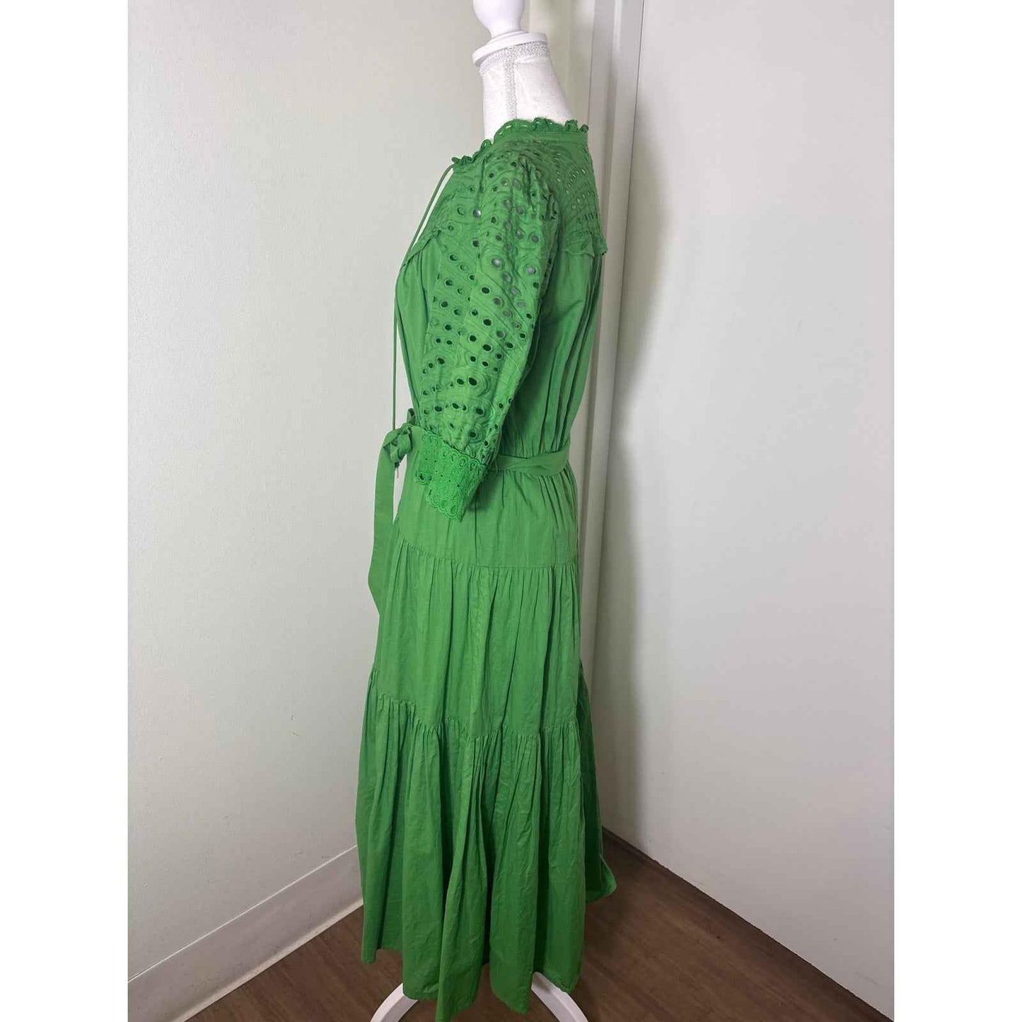 Sunoo Green Eyelet Sleeve Maxi Dress Sz T1 (small)