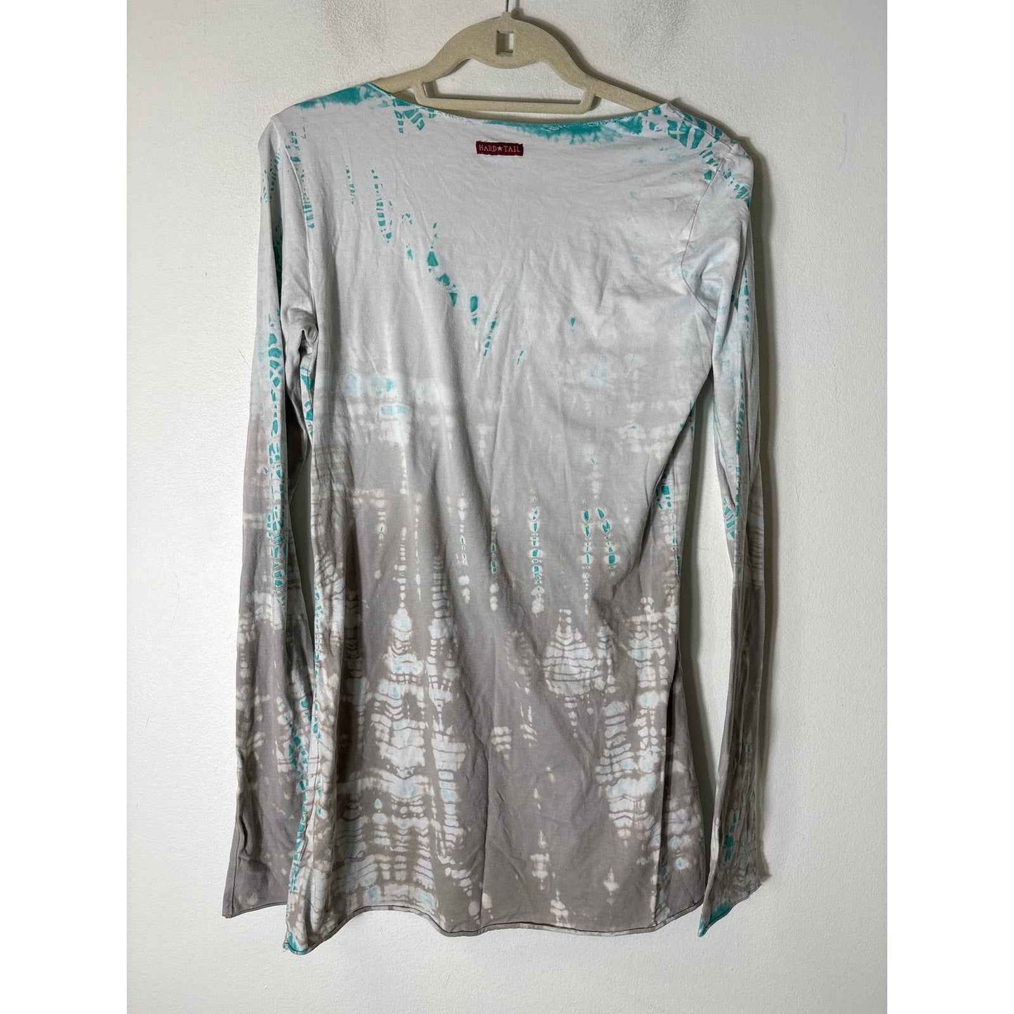 Hard Tail Gray Teal Tie Dye Long Sleeve Athletic Top Sz L