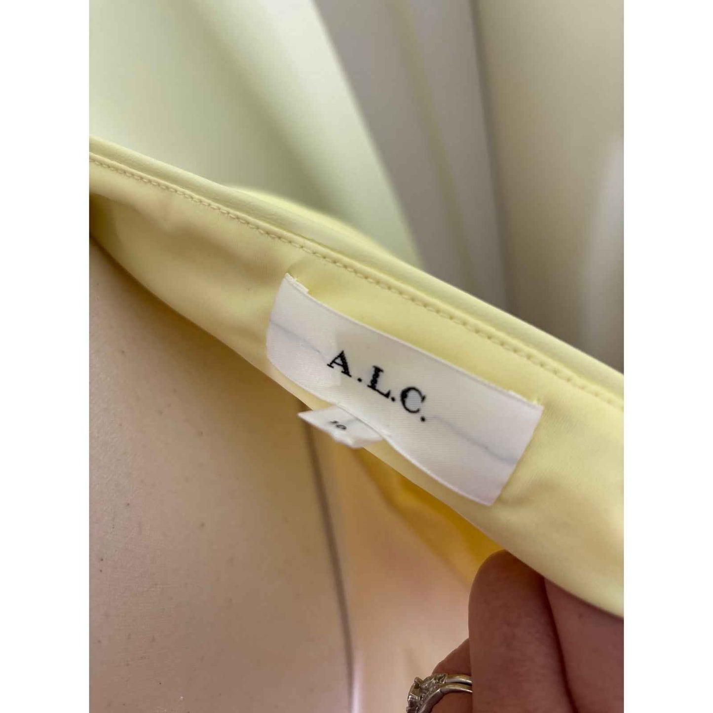A.L.C. Butter Yellow Faux Leather One Shoulder Aysmmetrical Maxi Sz 10