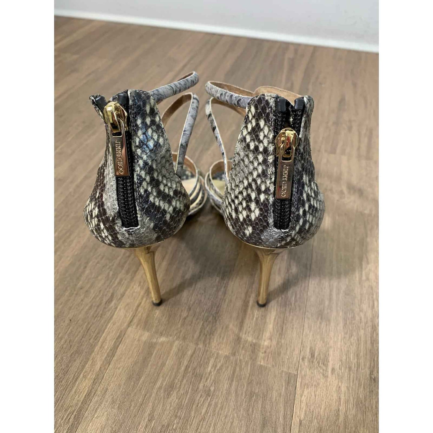 Jimmy Choo Snakeskin Strappy Stiletto Heels Sz 36.5