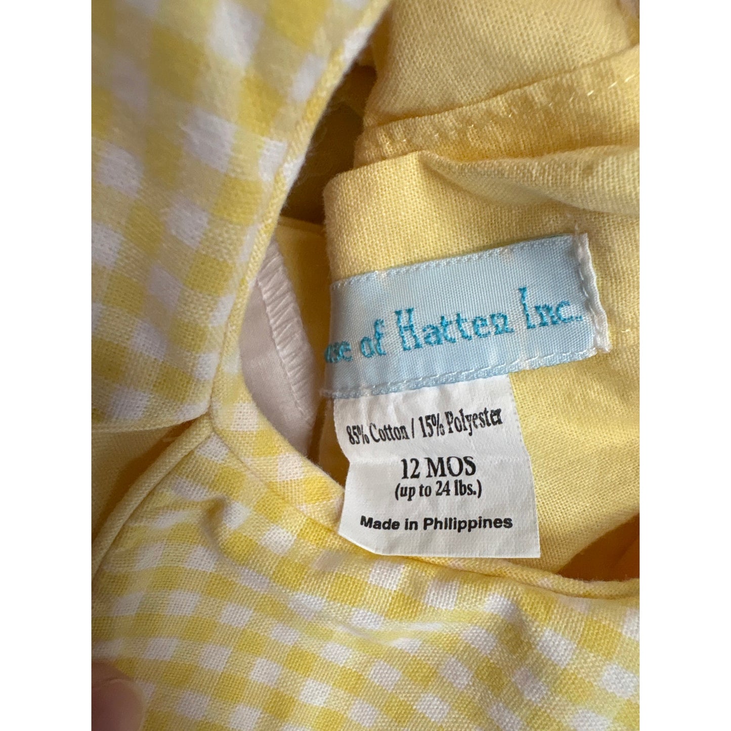 Girls Vintage House of Harten Inc Yellow Puff Sleeve dress/Smocked Collar Sz 12m