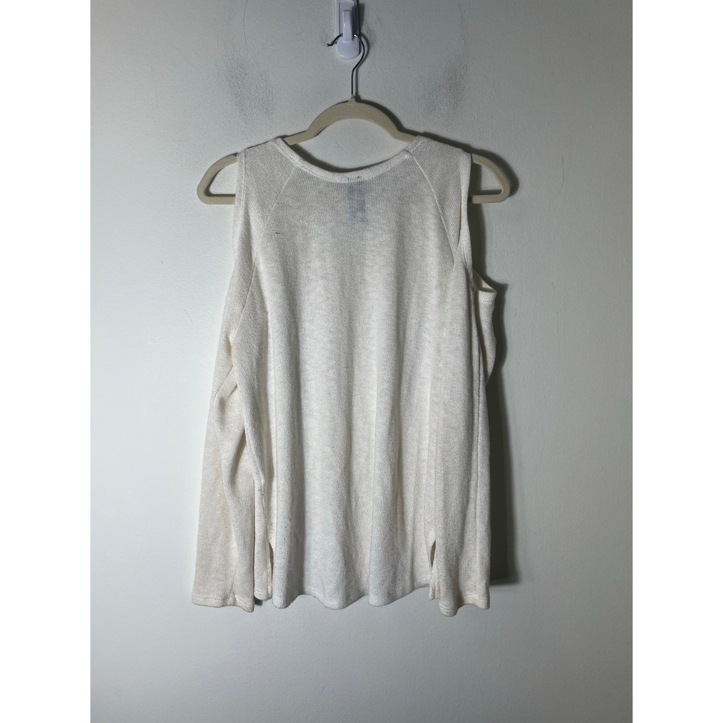 Bobi Los Angeles Off White Long Sleeve Cold Shoulder Sweater Sz S