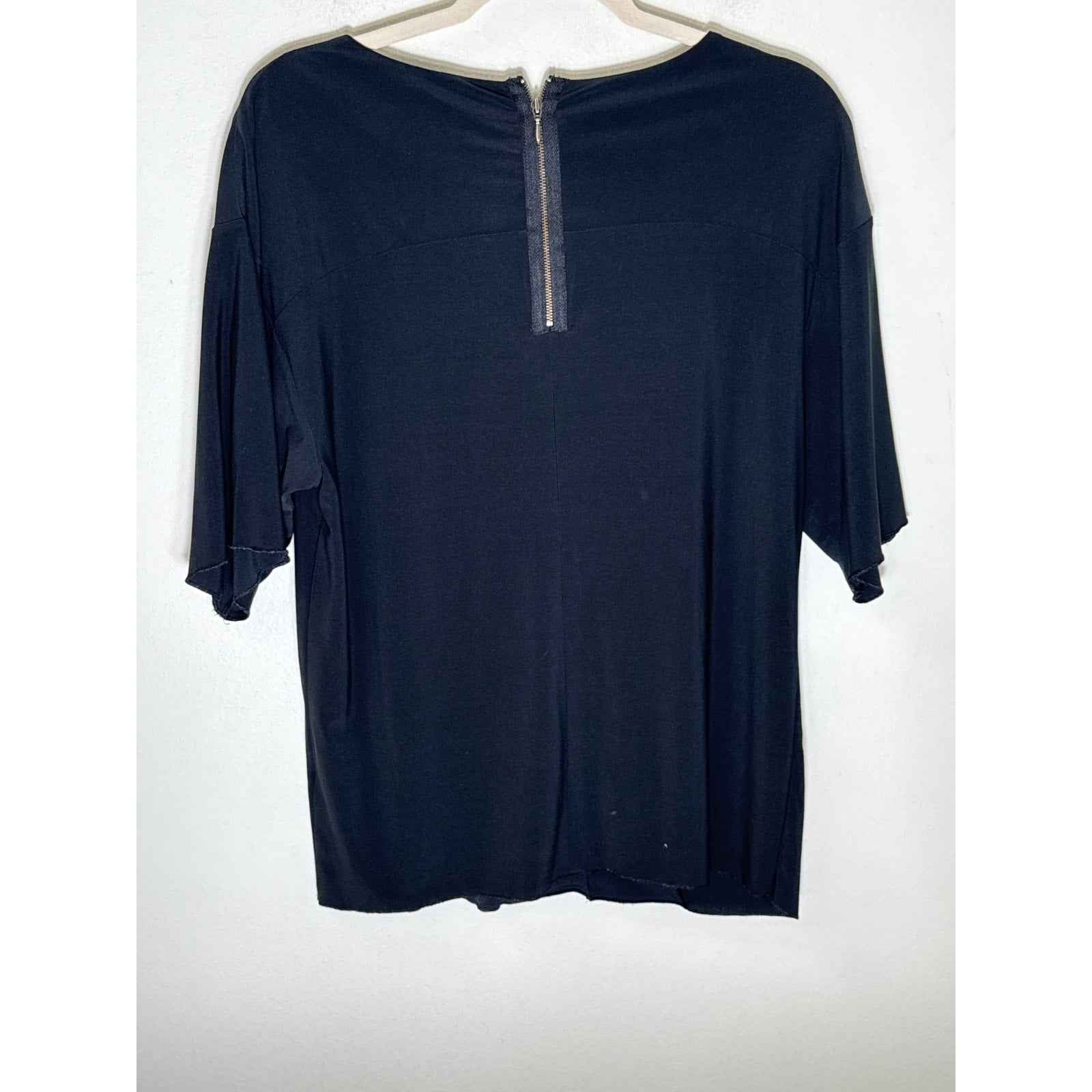 Banana Republic Black Half Sleeve Back Zip Blouse Sz M