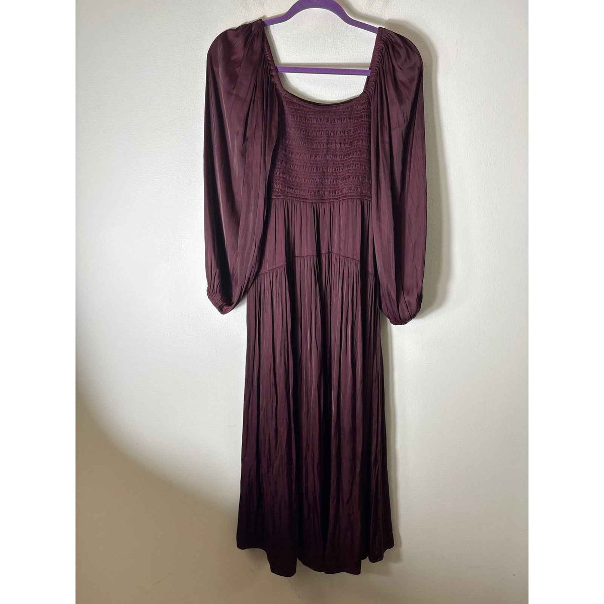 Z Supply Deep Plum Smocked Bodice Maxi Dress Sz S