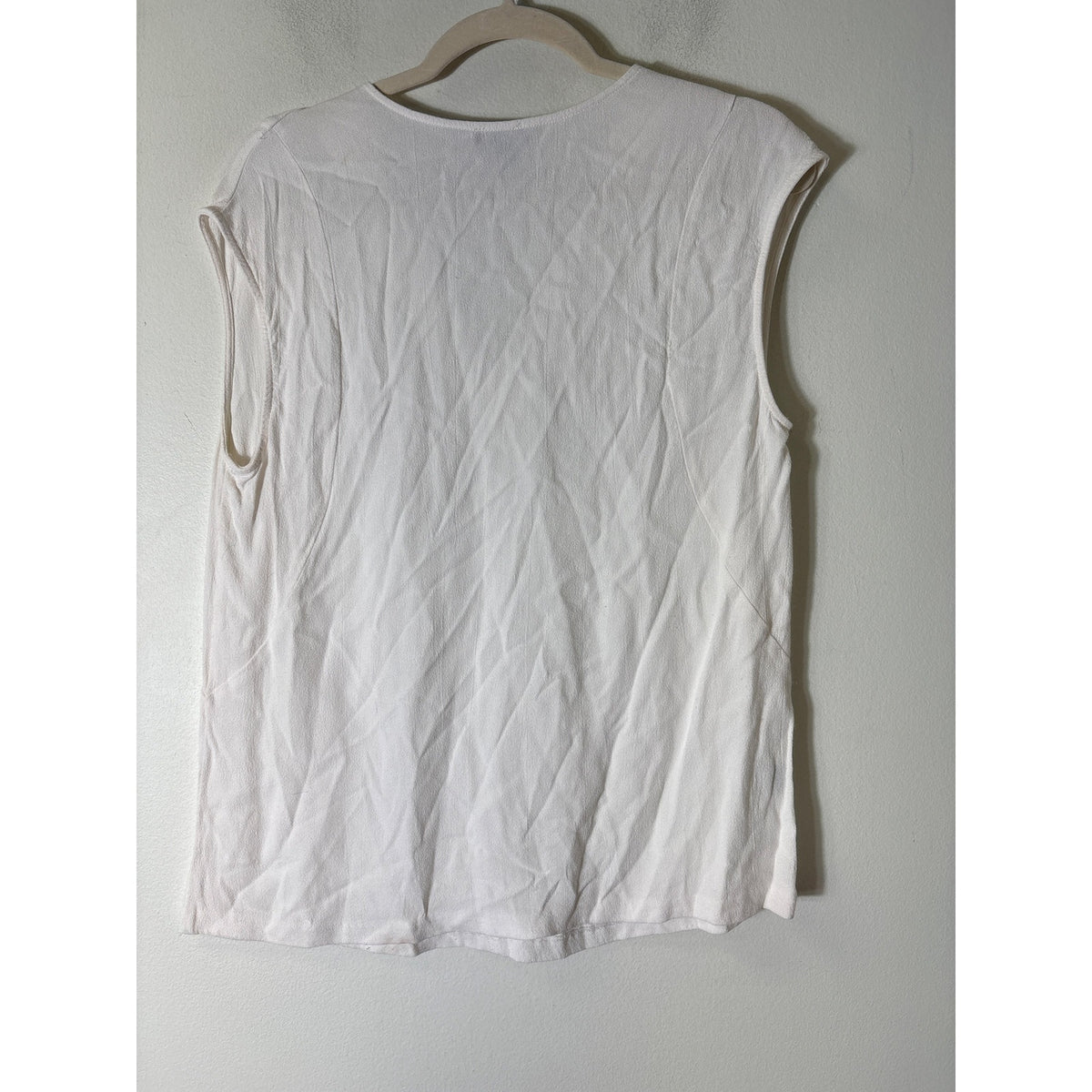 Ann Taylor White Sleeveless V-Neck Shirt Sz L