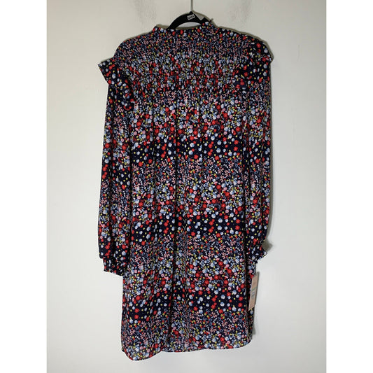 NWT Nanette Lepore Black Floral Long Sleeve Midi Shift Dress Sz 8