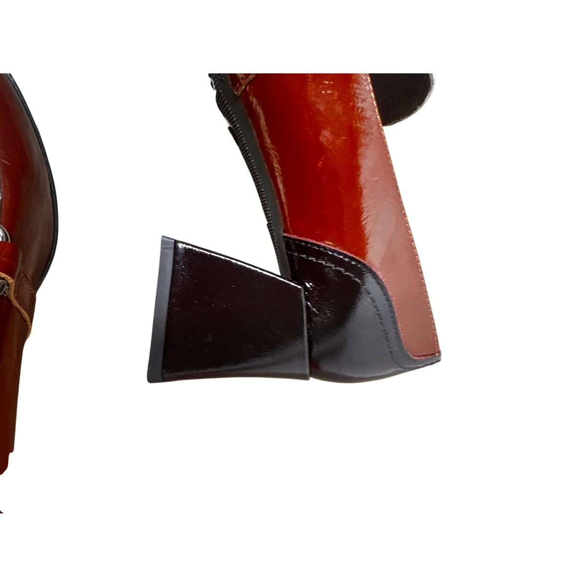 Wonders Ox Blood Leather Square Heel Horsebit Mule Sz 38