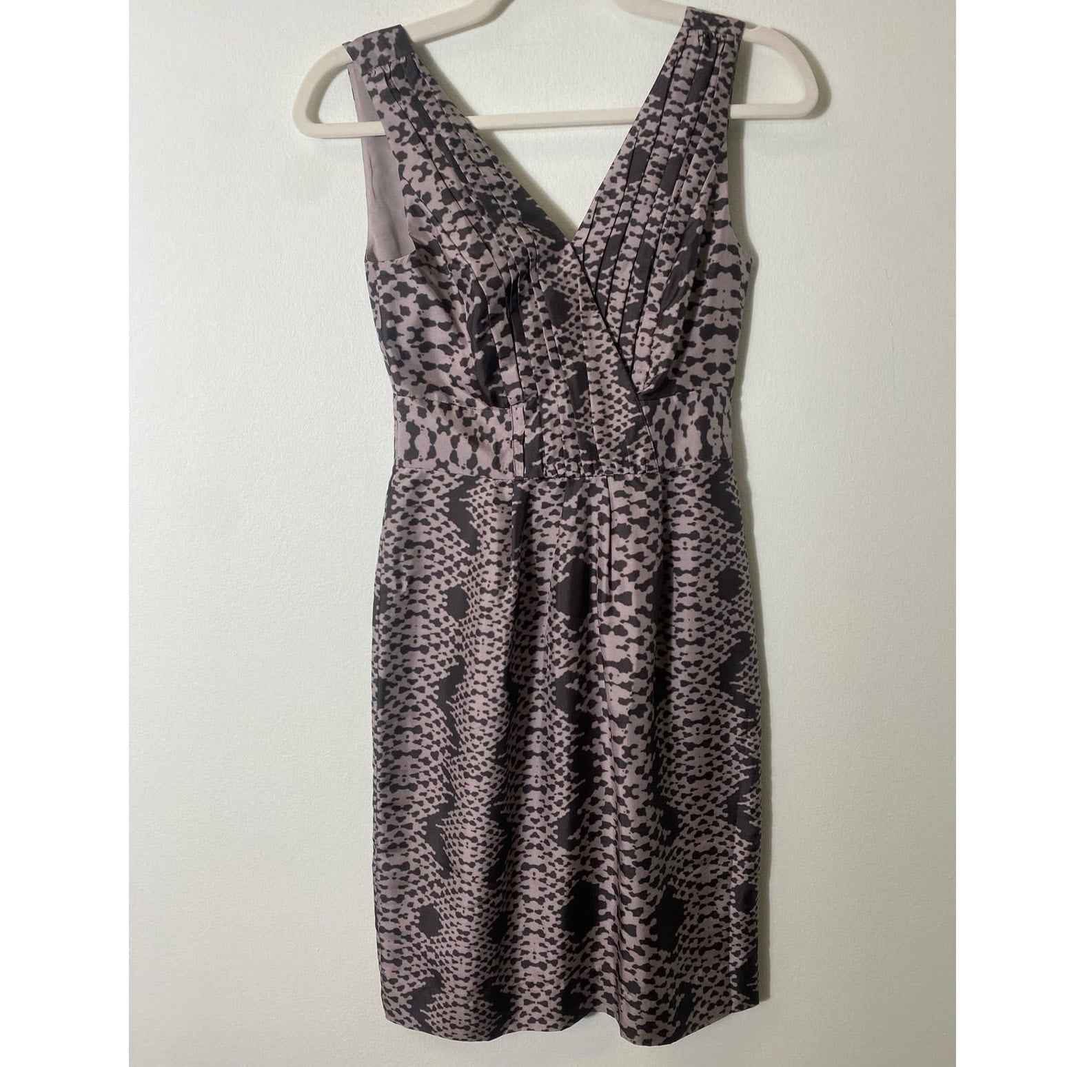 Banana Republic Gray Silk Snake Print Sheath Dress Sz 00