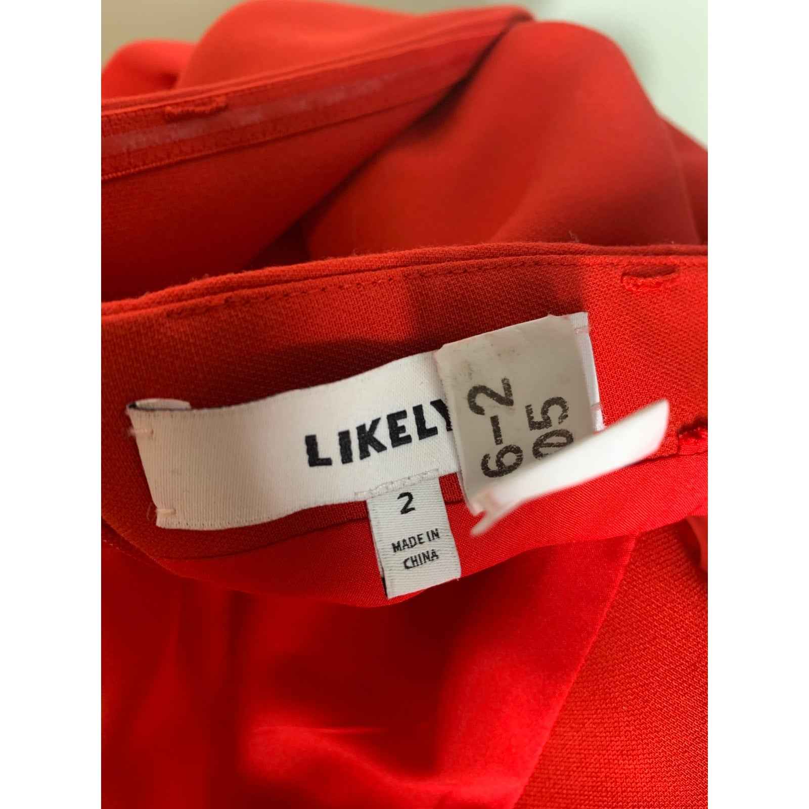 Likely Red Column Gown Sz 2