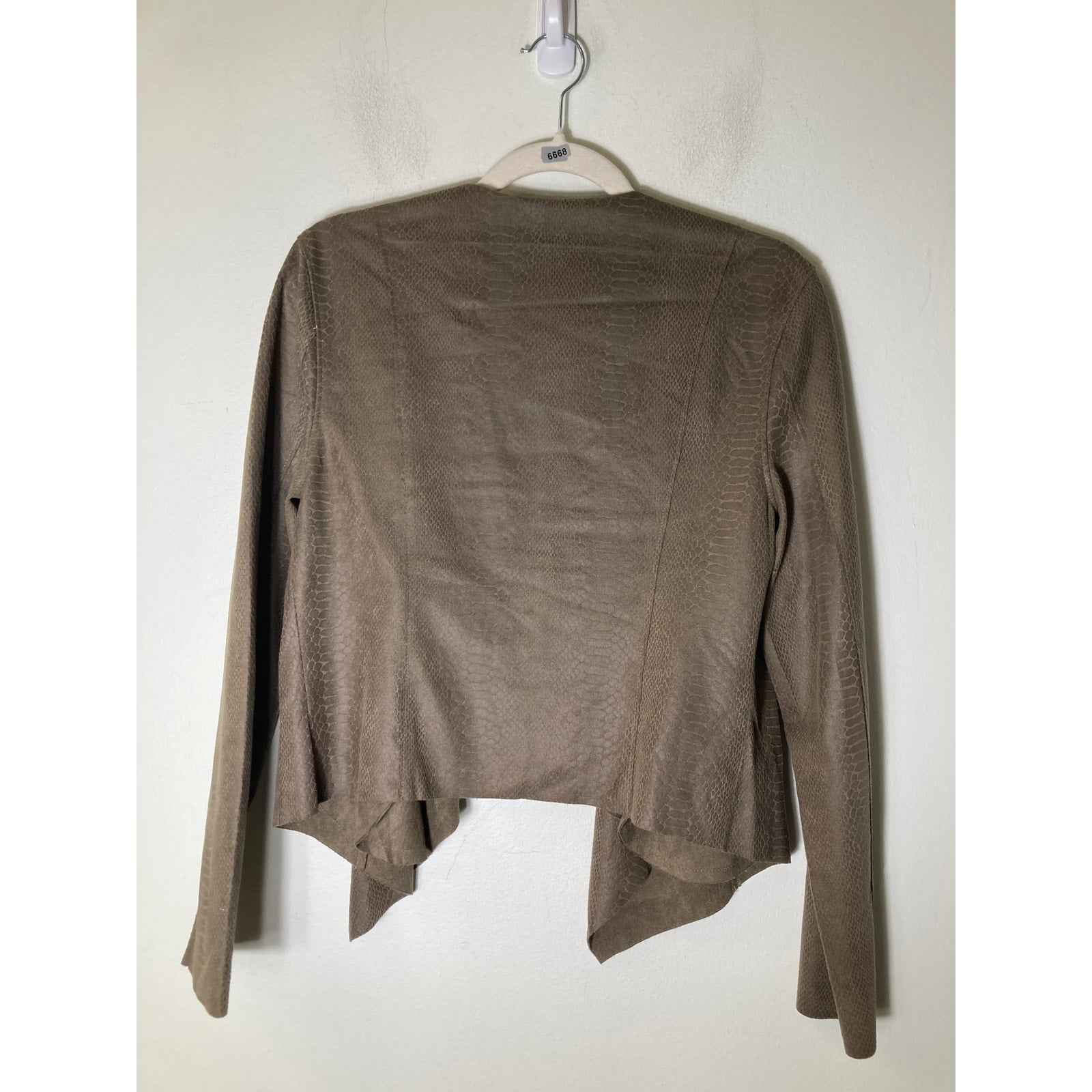 BLANKNYC Grayish Brown Long Sleeve Snakeskin Open Front Jacket Sz M