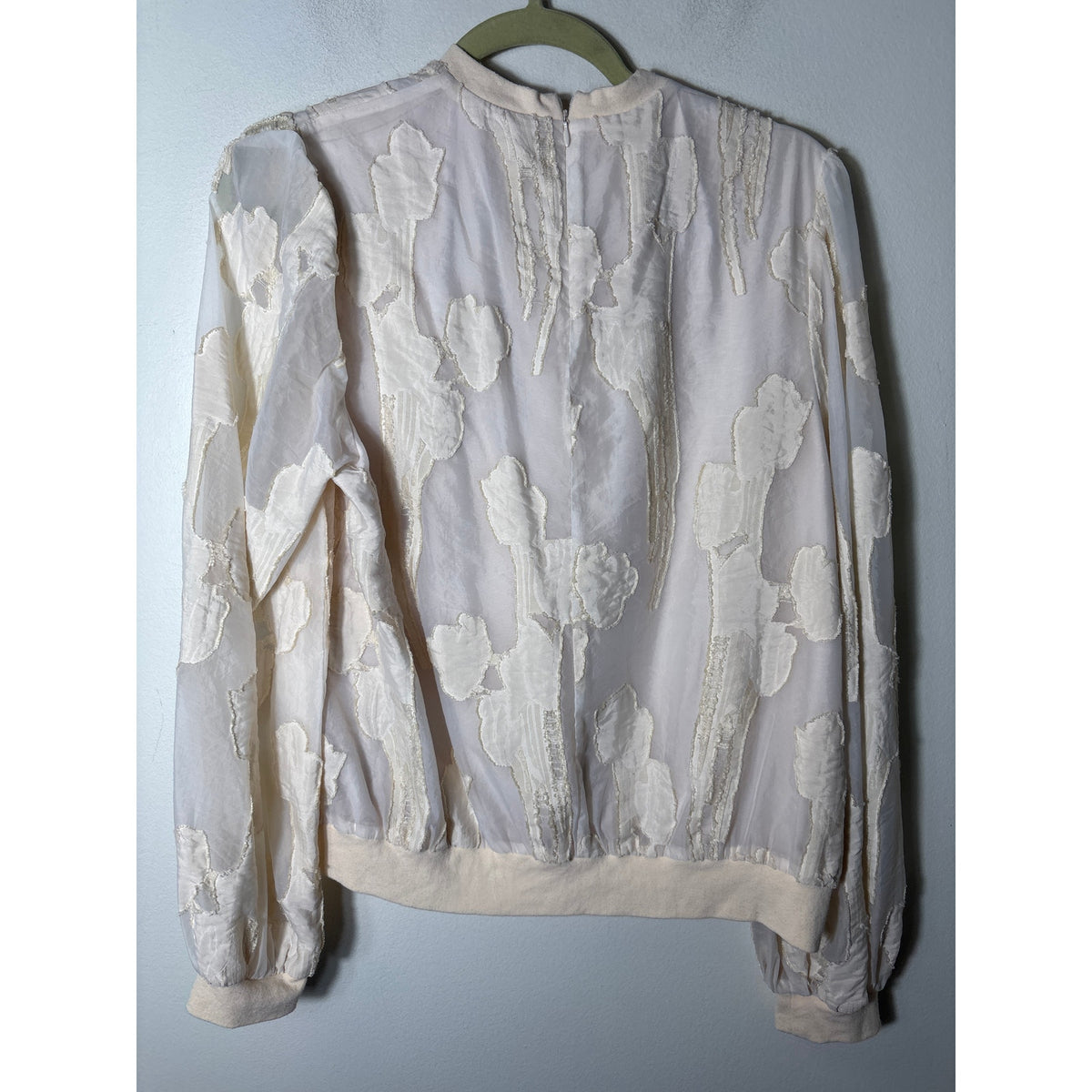 Ceibon Ivory Long Puff sleeve Blouse Sz L