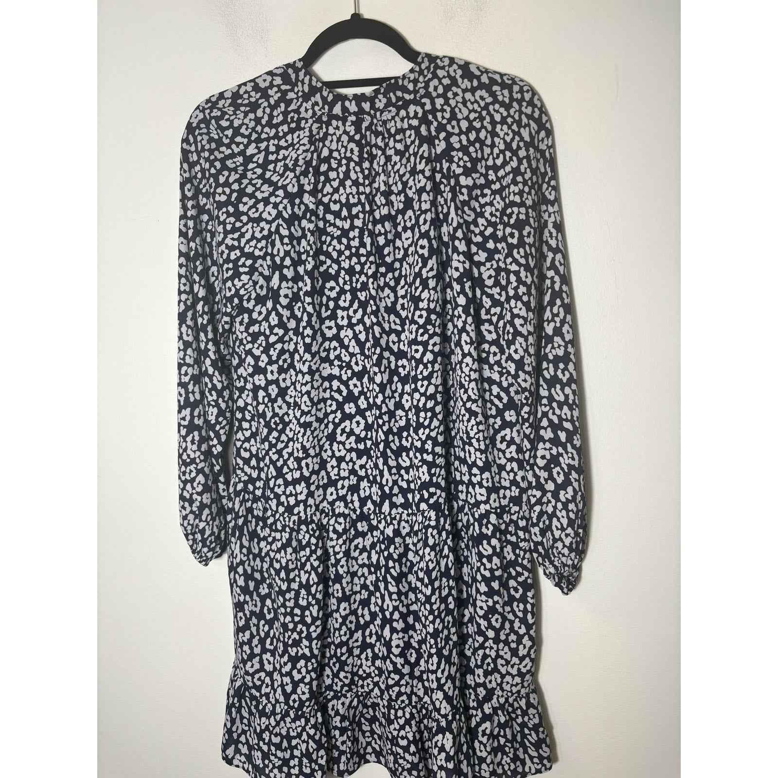 Banana Republic Navy and White Long Sleeve Drop Waist Knee Length Dress Sz XS