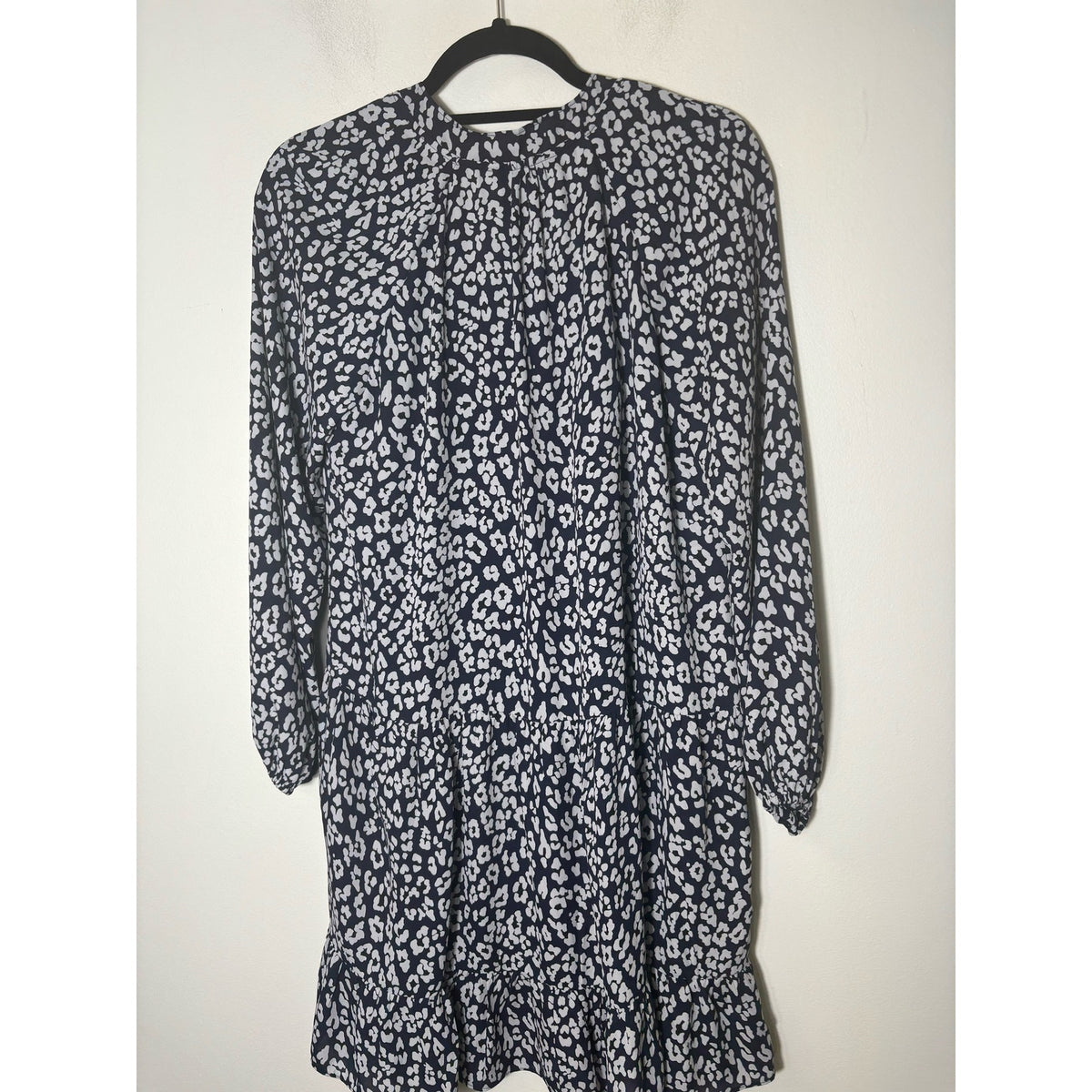 Banana Republic Navy and White Long Sleeve Drop Waist Knee Length Dress Sz XS
