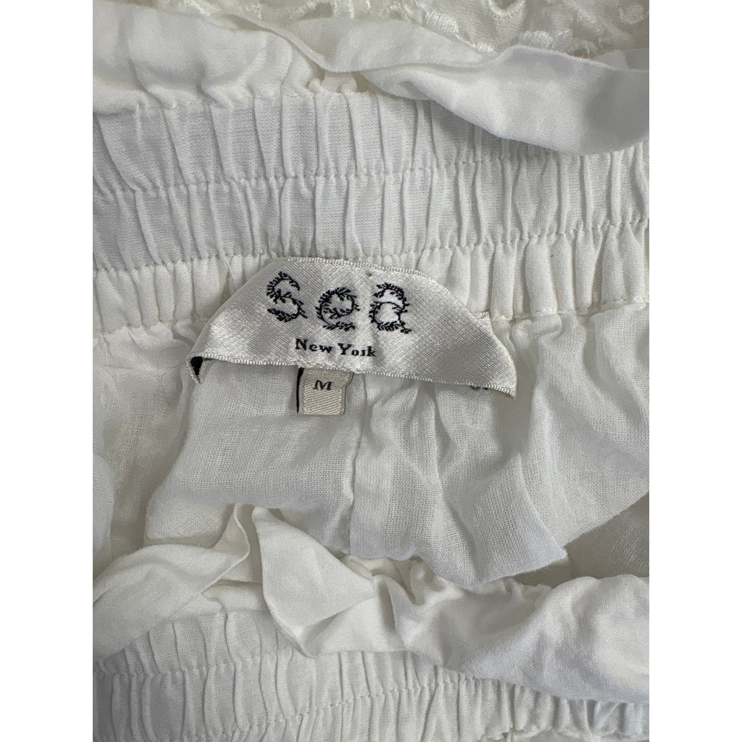 Sea White Eyelet Tiered Mini Skirt Sz M