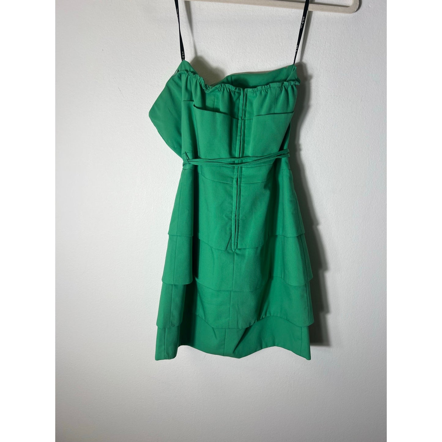 Ark & Co Kelly Green Strapless Layered Bodycon Mini Dress Sz S