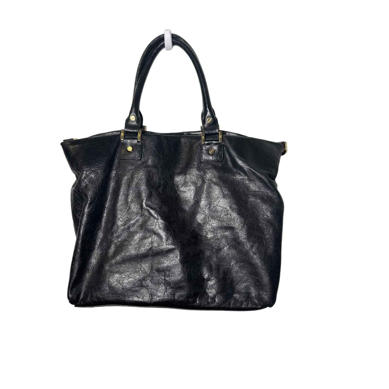 Tory Burch Large Black Soft Leather Tote 11"x 15" Great Condition