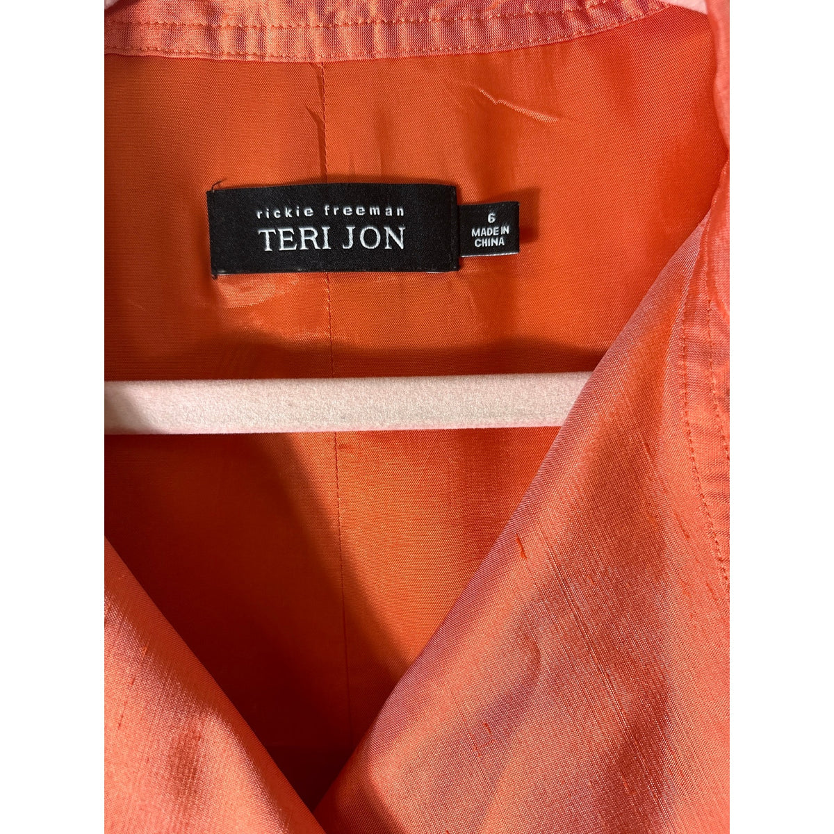 Teri Jon Orange Short Sleeve Silk Trench Coat Dress Sz 6