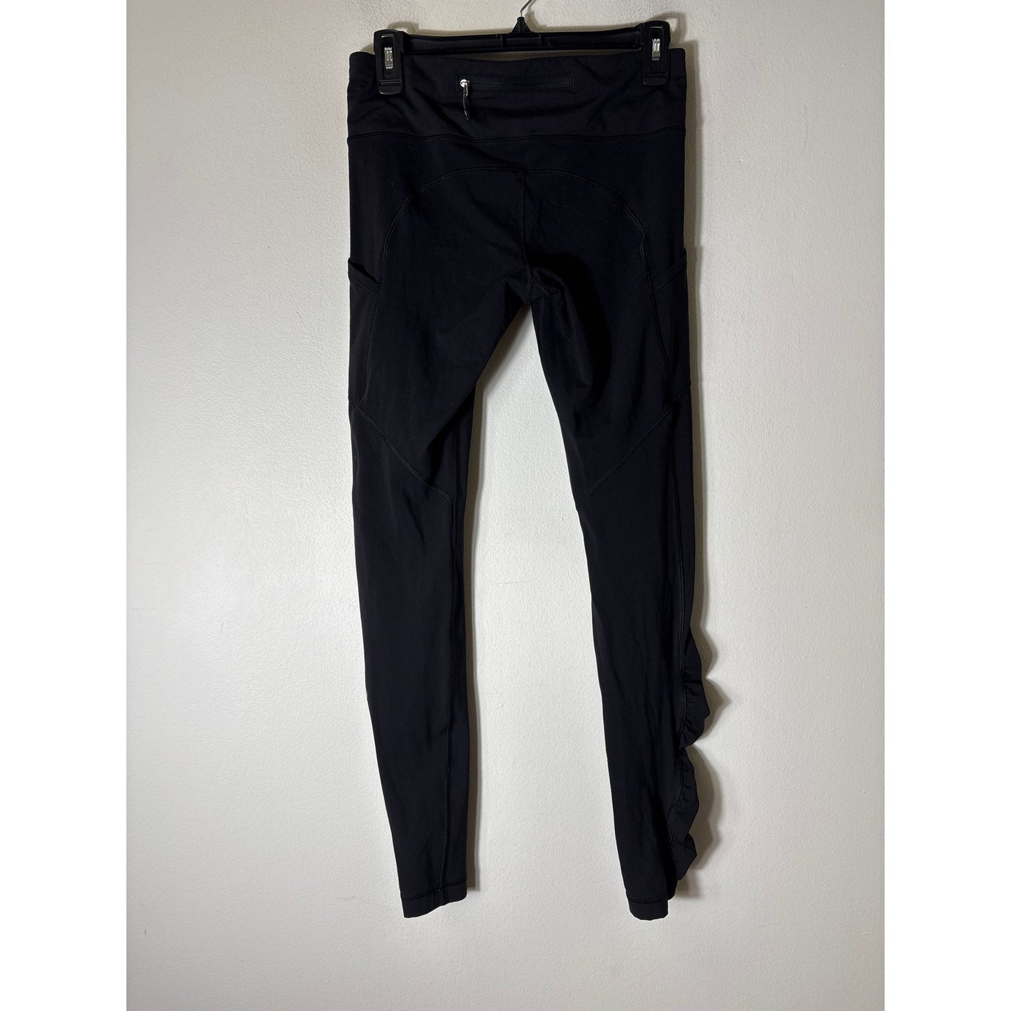 LULULEMON BLACK RUCHED ATHLETIC LEGGINGS SZ 6
