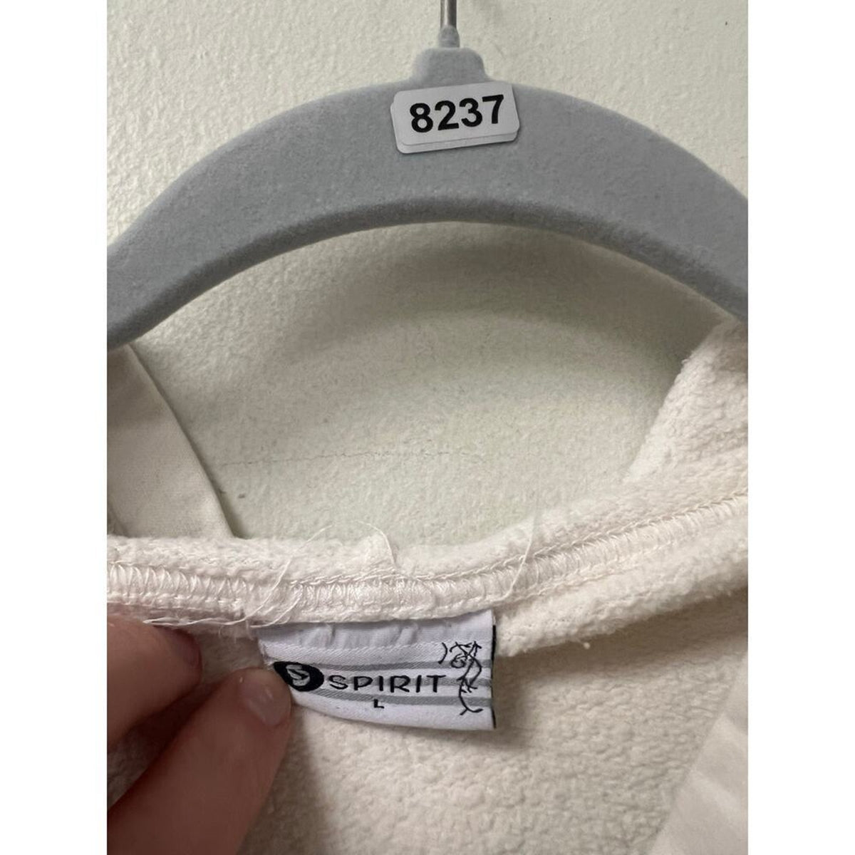 Spirit White Hoodie With Cross on Front Size Large