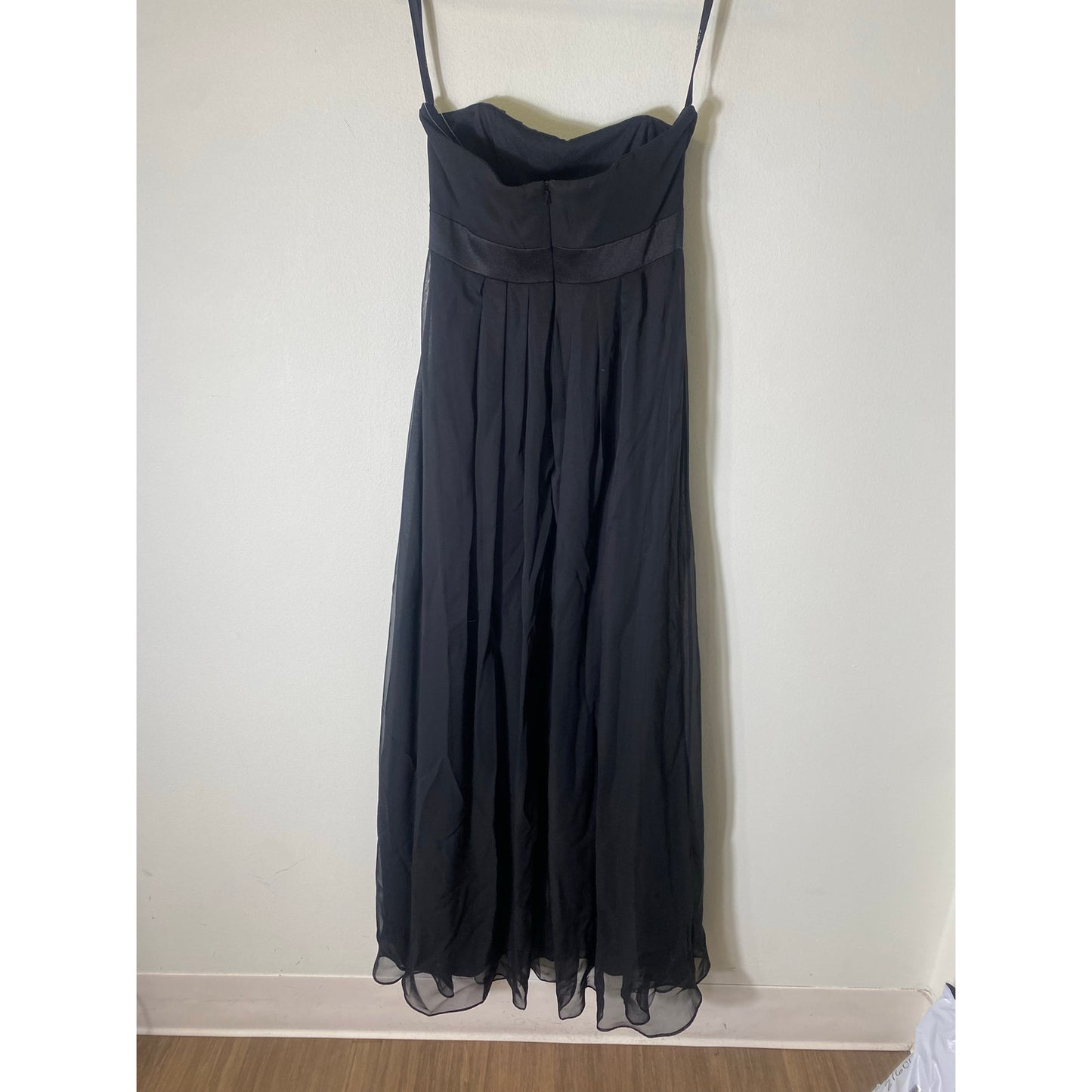 After Six Black Strapless Floor Length Empire Waist Gown Sz 4