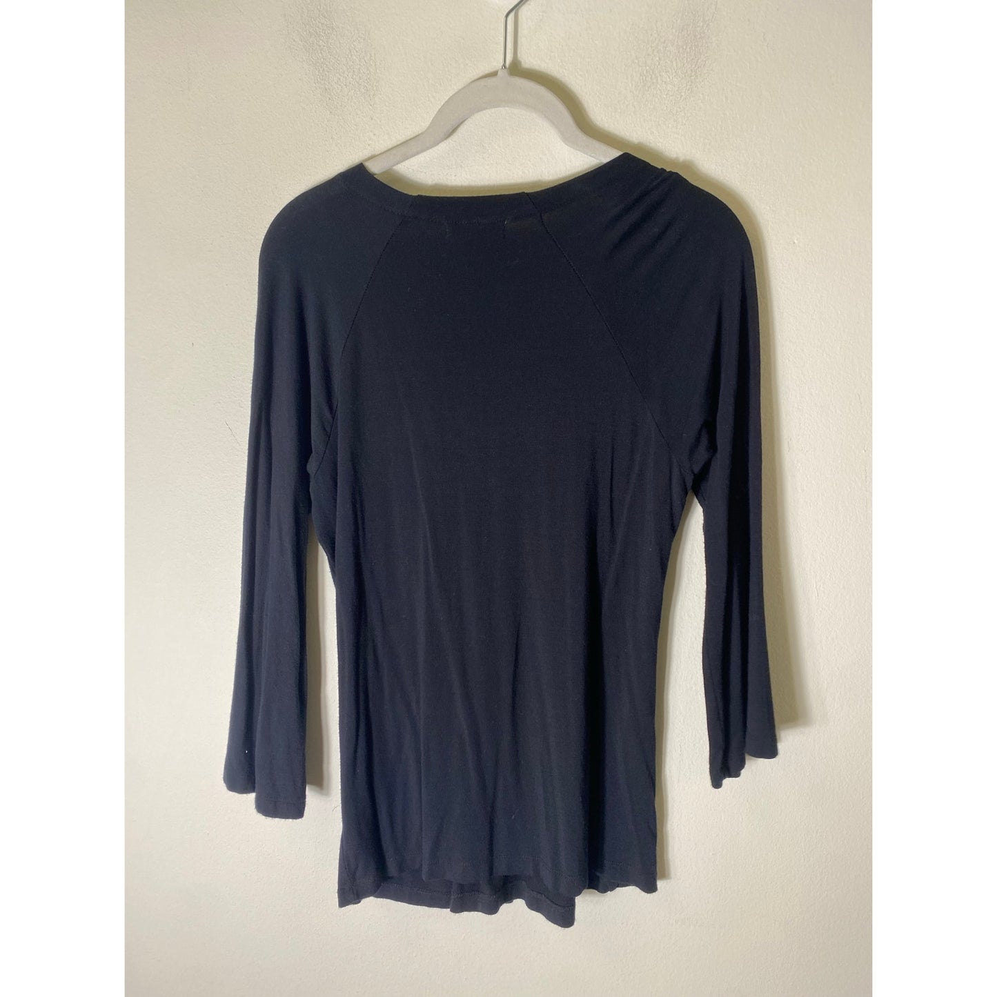 Peck & Peck Black Knit Top W Black Beads Around Neck sz S