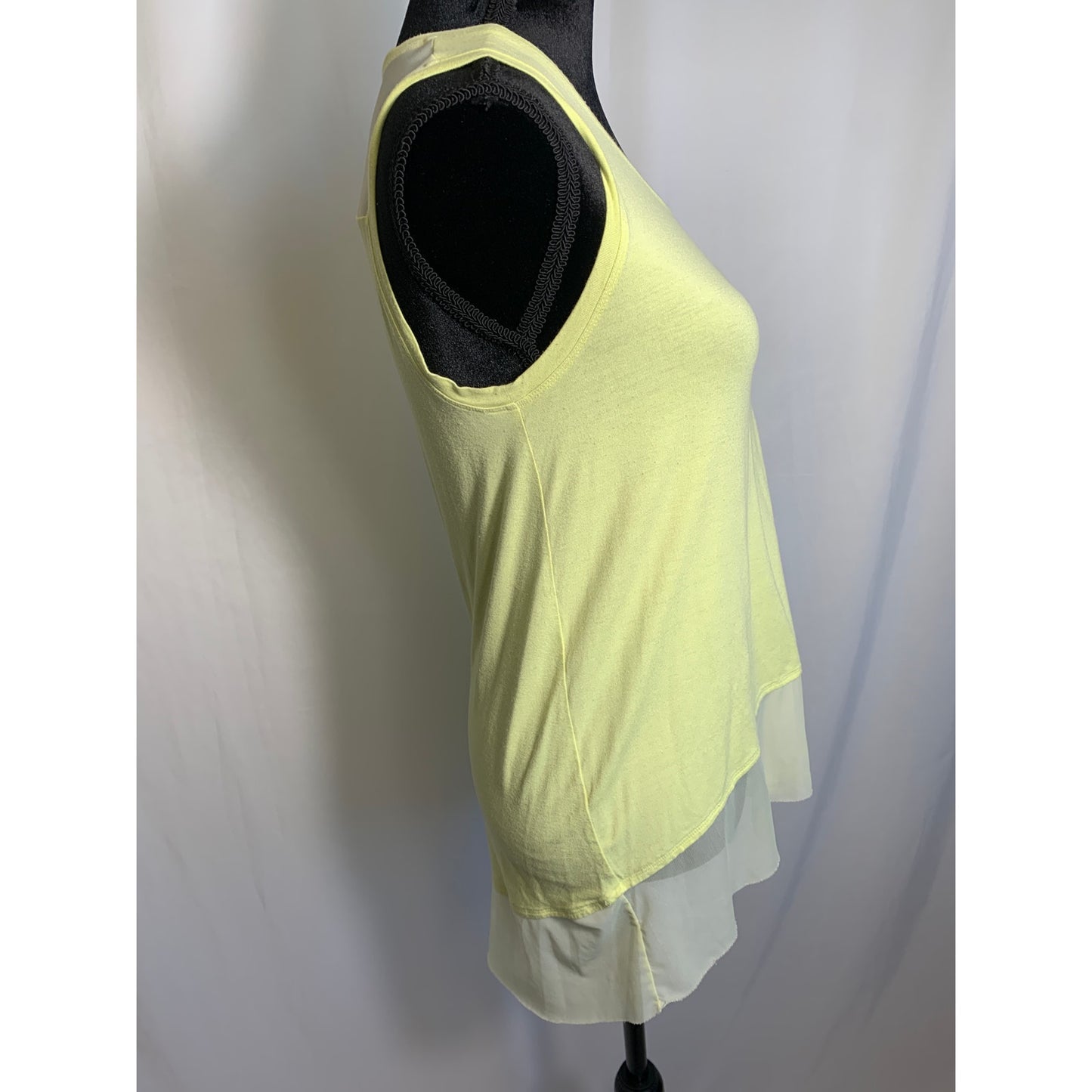 Black Label Lemon Yellow Sheer Inset Sleeveless Tank Top Sz 0