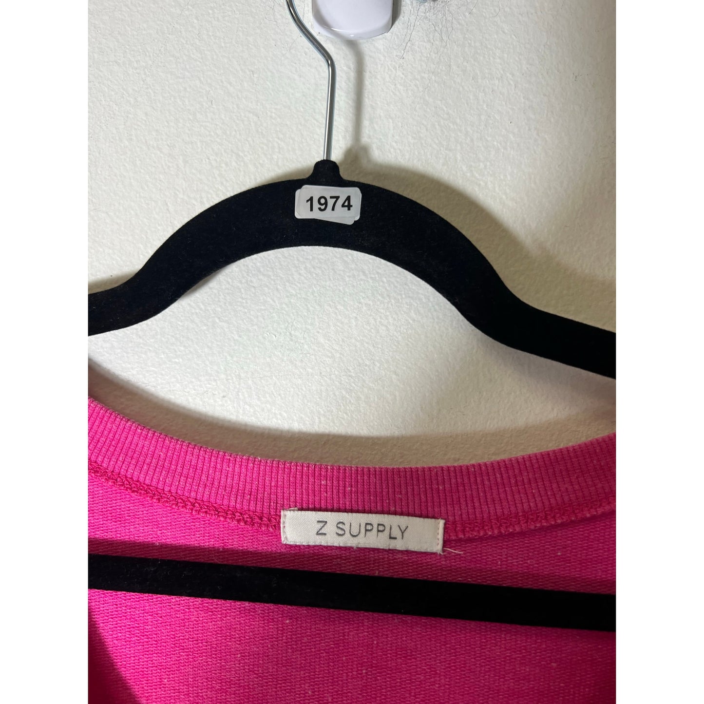 Z Supply Hot Pink Long Sleeve V-Neck Cotton Blend Pullover Top Sz M