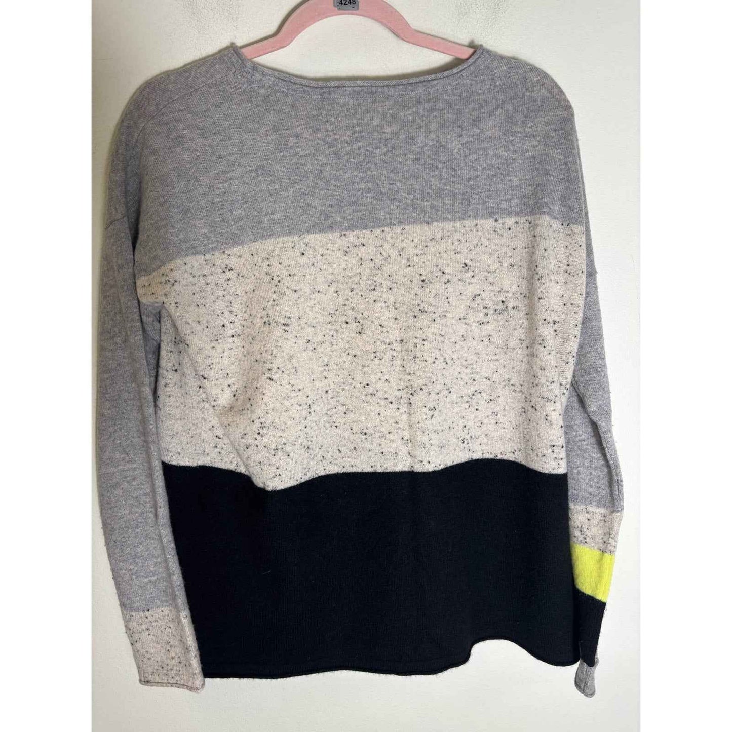 Lisa Todd Cashmere Black Color Block Long Sleeve Cashmere Sweater Sz M