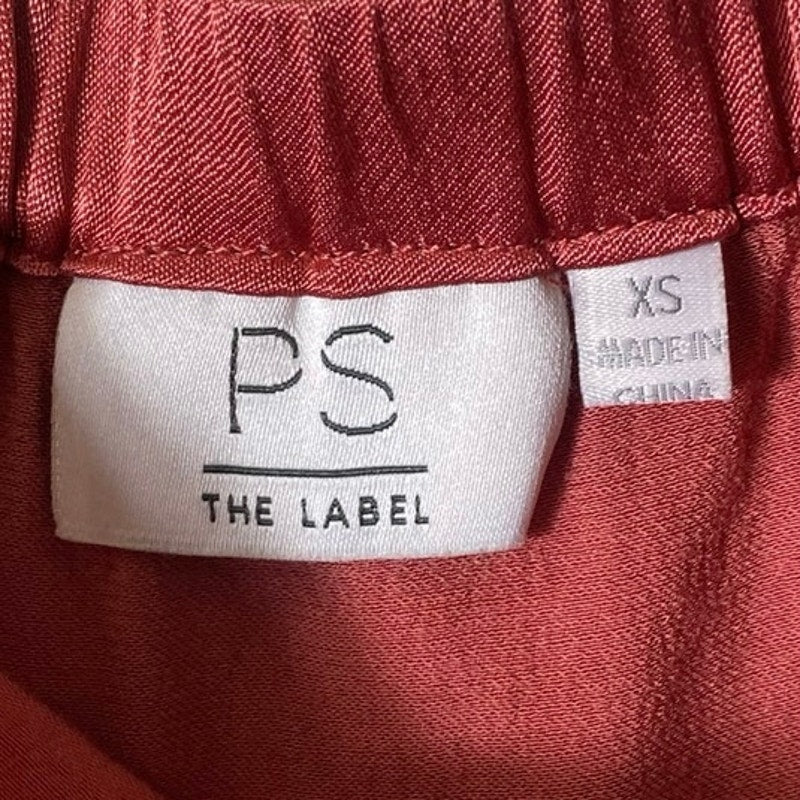 PS The Label Red Satin Off Shoulder Long Sleeve Top Sz XS